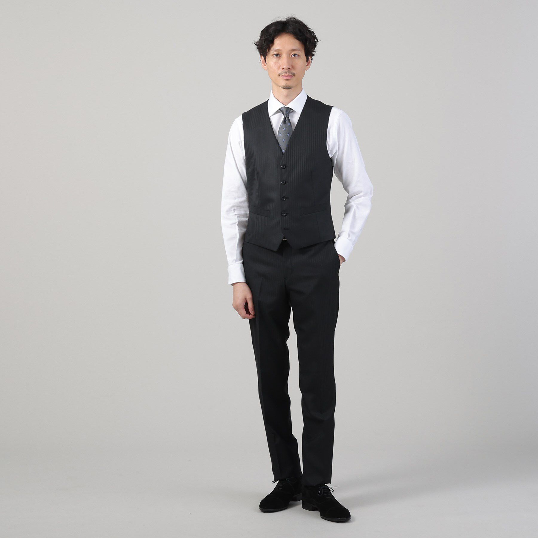 TAKEO KIKUCHI「【Sサイズ～】シャイニーヘリンボンストライプ ベスト」|スーツ|