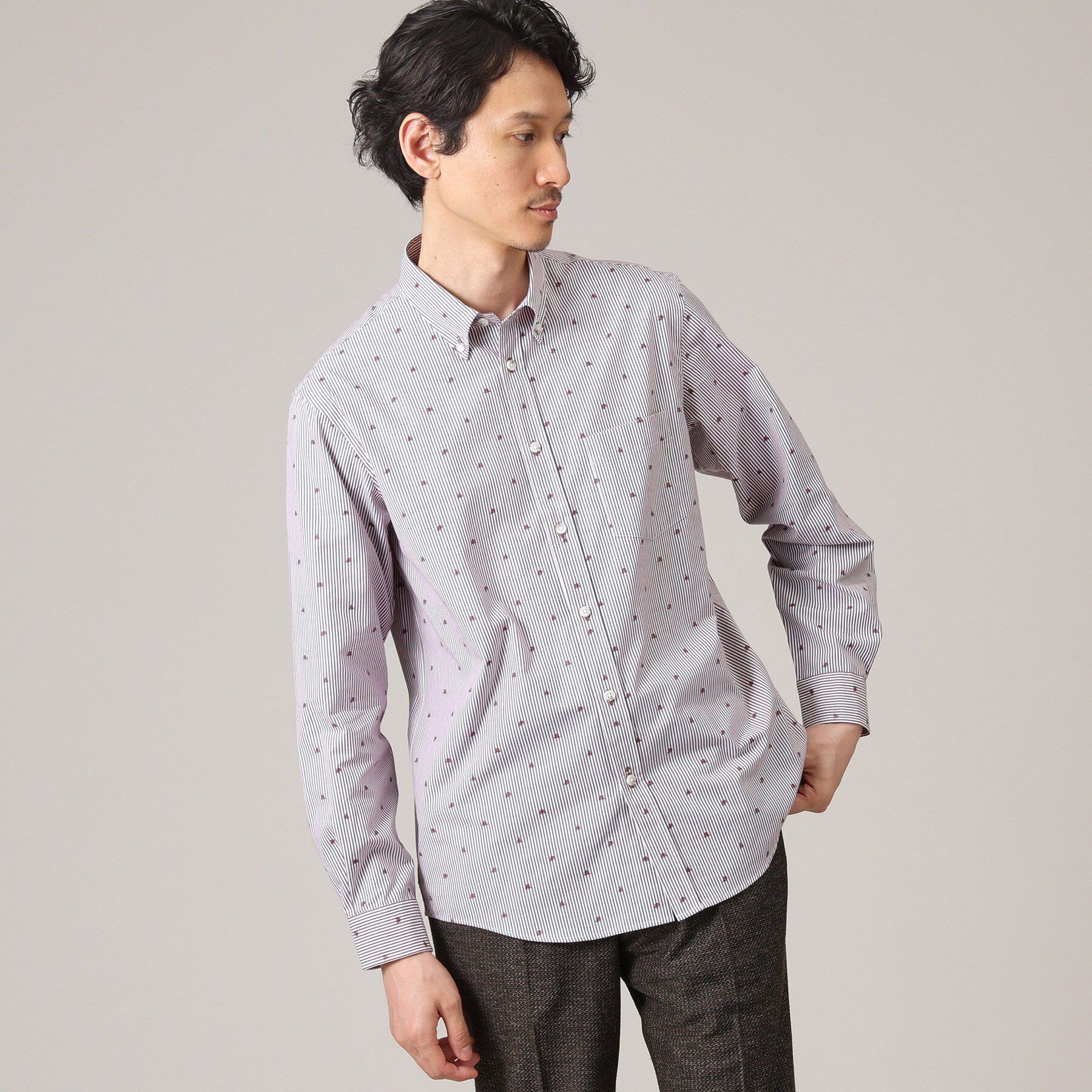 TAKEO KIKUCHI「ハットモチーフ ジャカード ストライプ シャツ」|シャツ・ブラウス|