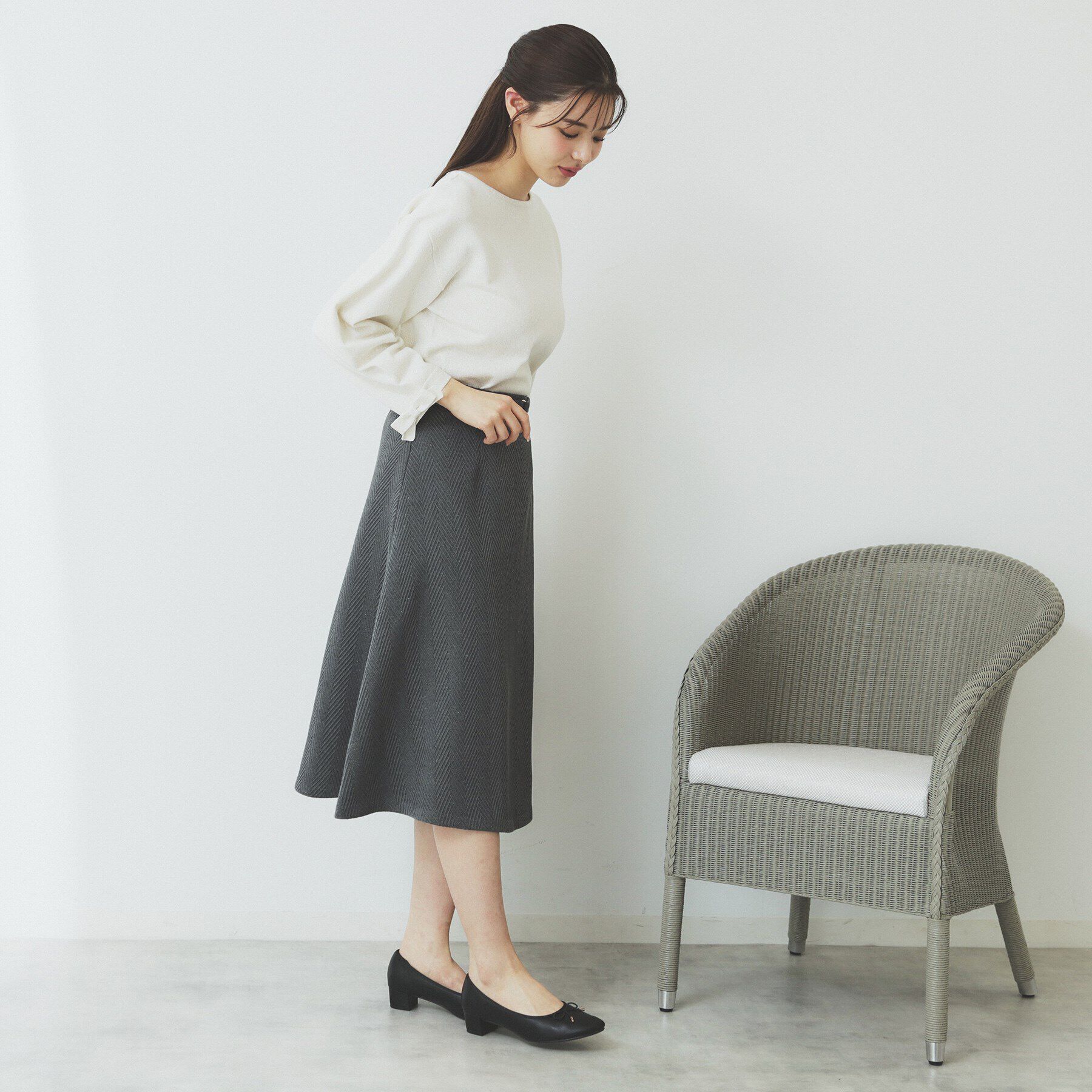 index「ラメリボンスリーブ二ット【洗濯機洗い可/抗ピル】」|ニット・セーター|