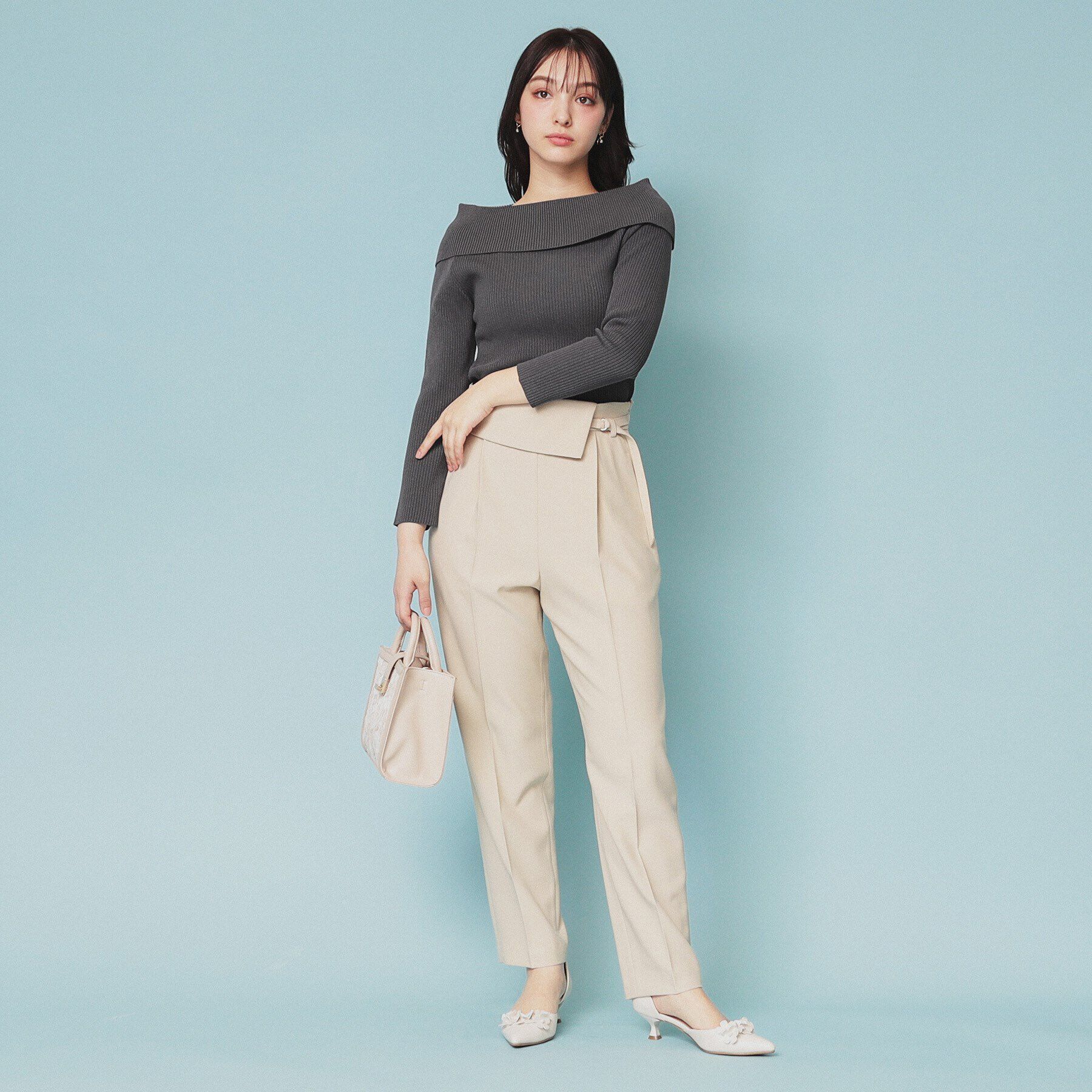 index「《美人百花掲載》オフショルダーリブニット【洗濯機洗い可/抗ピル】」|ニット・セーター|