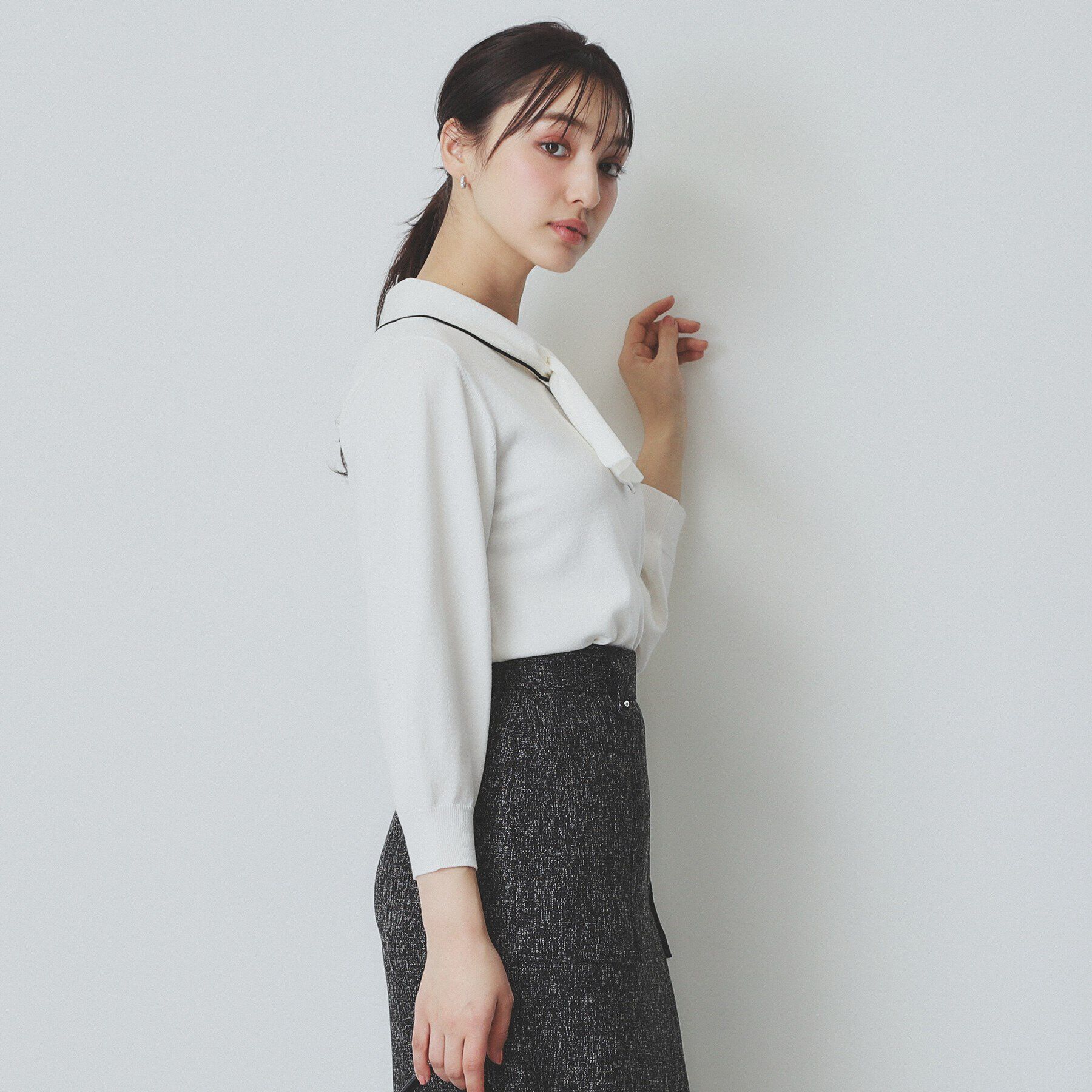 index「ロールカラーボウタイニット【洗濯機洗い可】」|ニット・セーター|