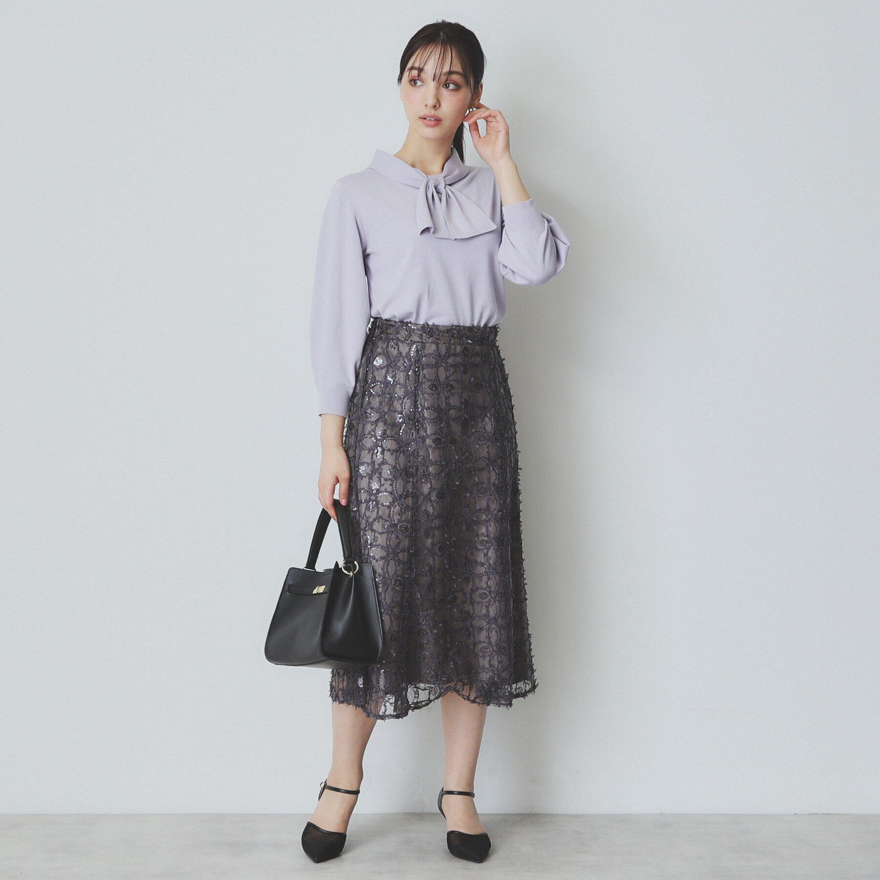 index「ロールカラーボウタイニット【洗濯機洗い可】」|ニット・セーター|