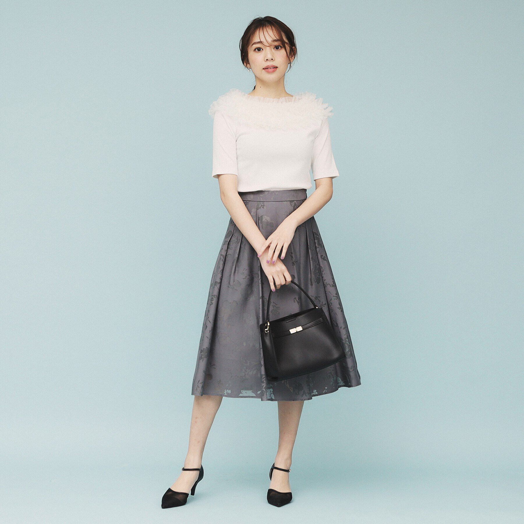 index「《美人百花掲載》チュールフリルリブトップス【洗濯機洗い可】」|Tシャツ・カットソー|