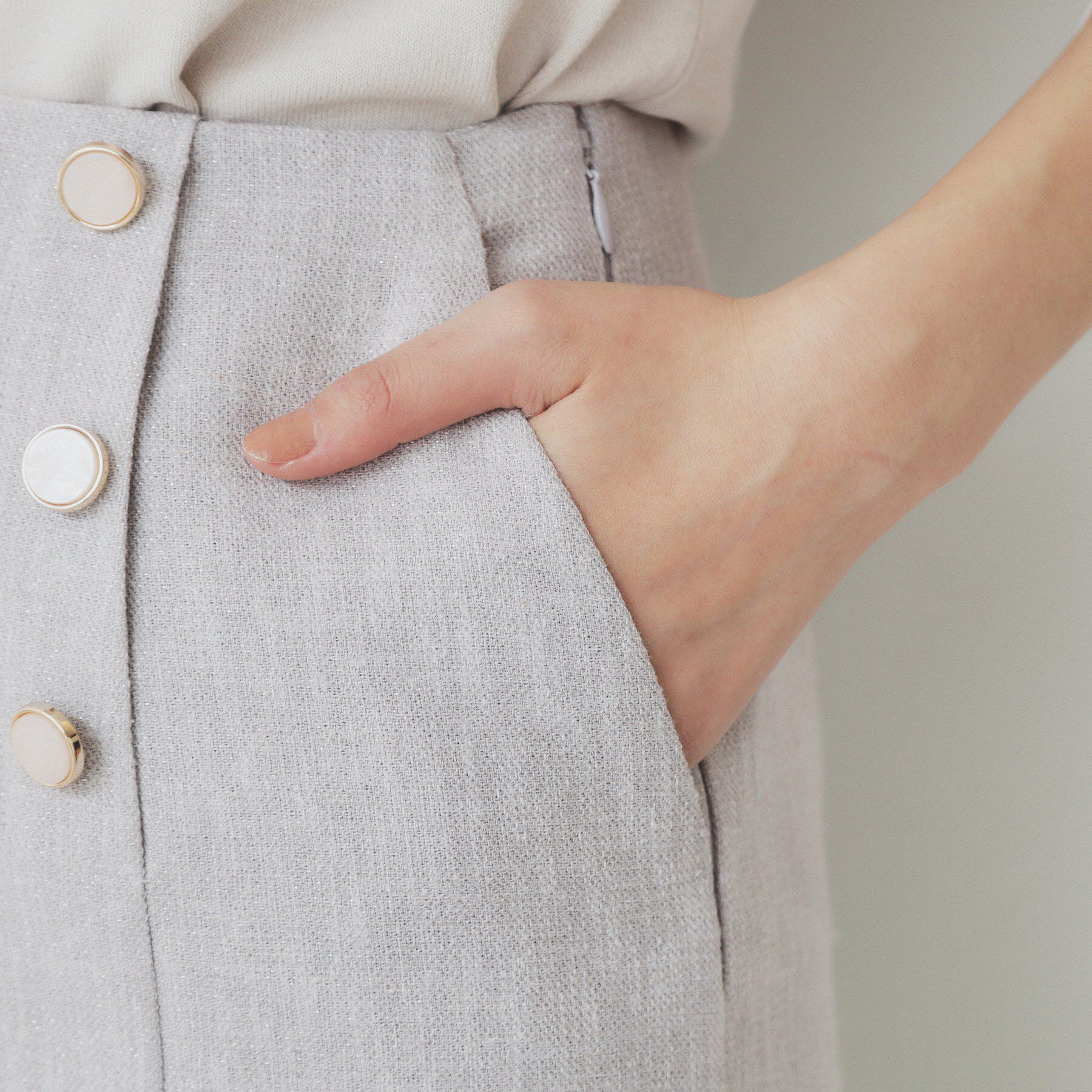 index「リネンライクラメツイードラップタイトスカート/セットアップ対応【洗濯機洗い可】」|スカート|