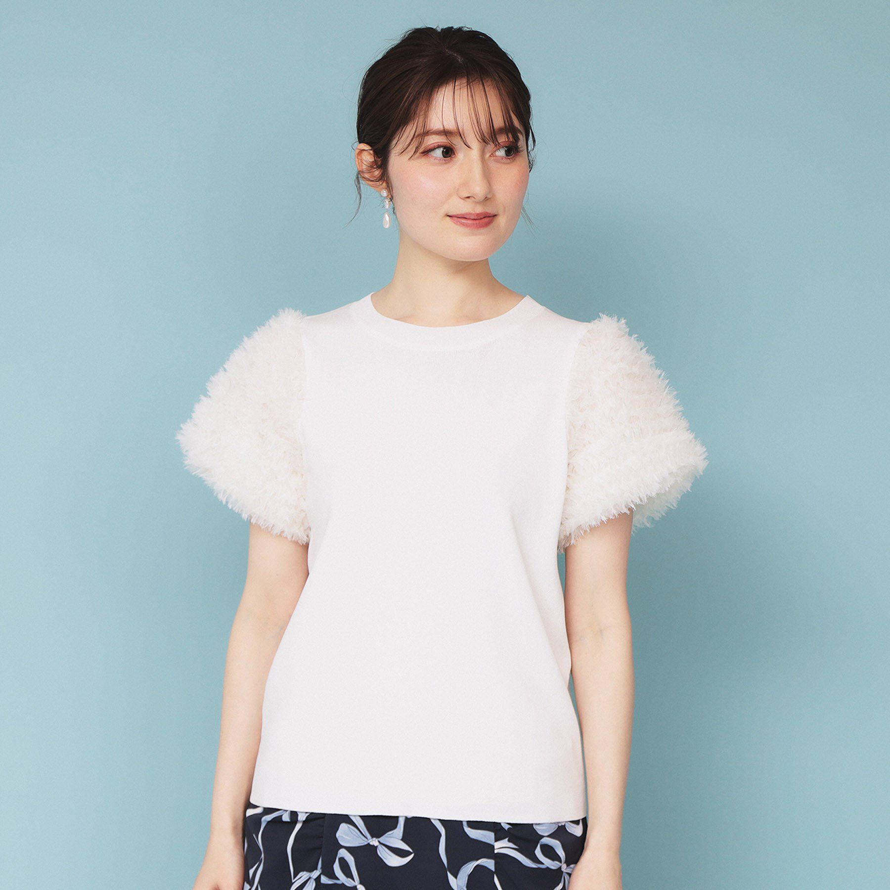 index「シフォンチュールスリーブニット【洗える】」|ニット・セーター|