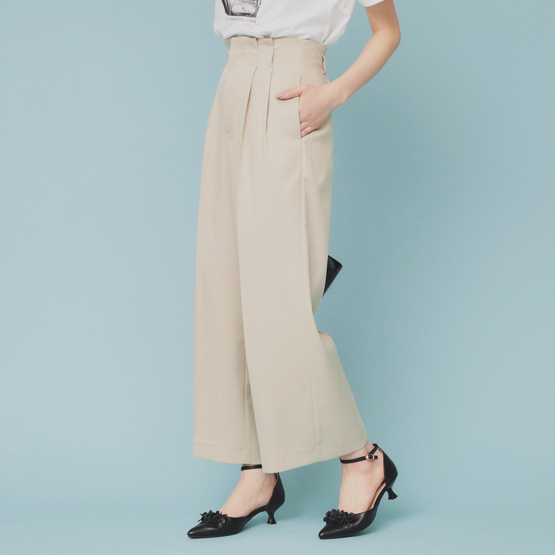 index「ベルト付ストレッチワイドパンツ【防シワ/イージーアイロン/洗濯機洗い可】」|その他|