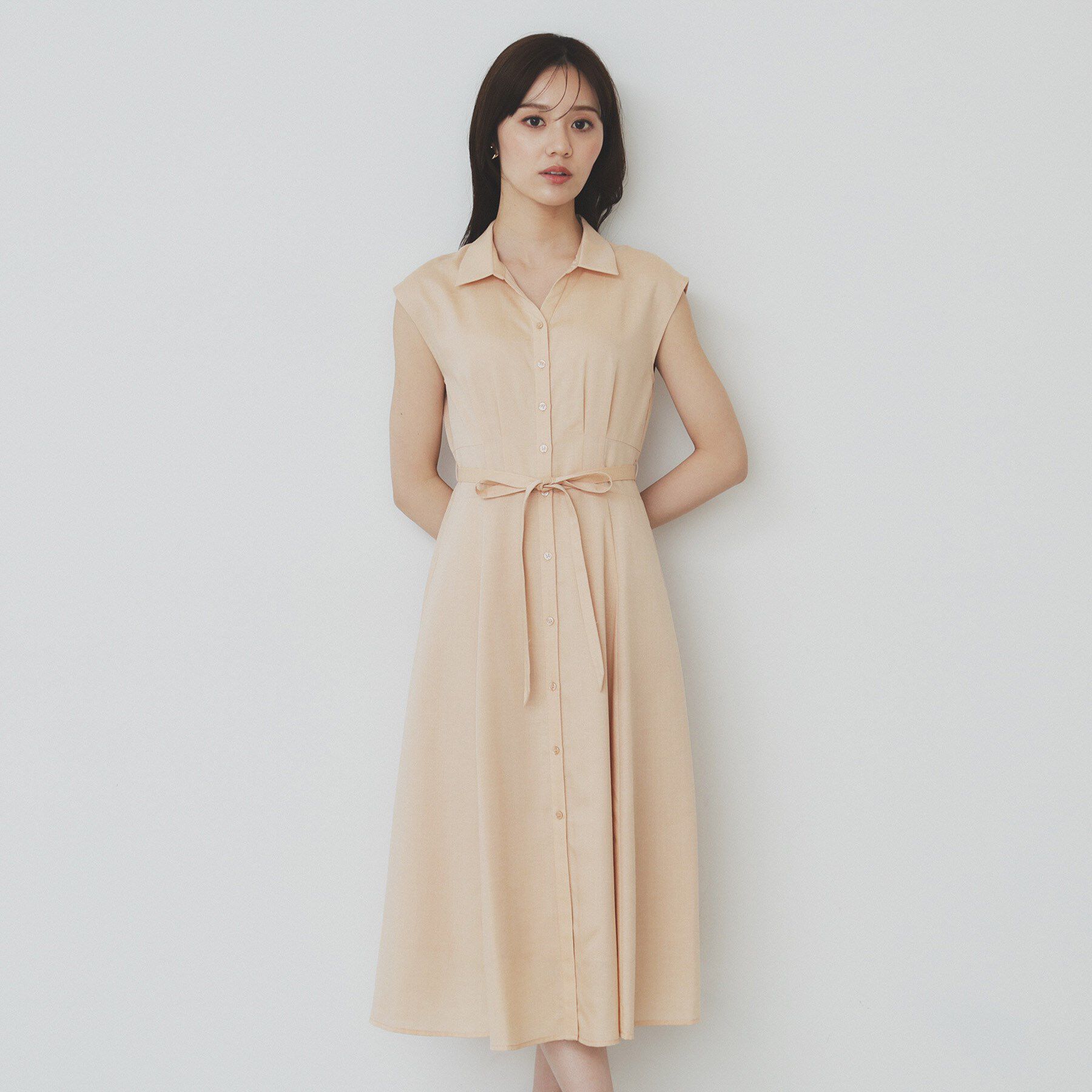 index「リネンライクシャツワンピース【洗濯機洗い可】」|ワンピース|
