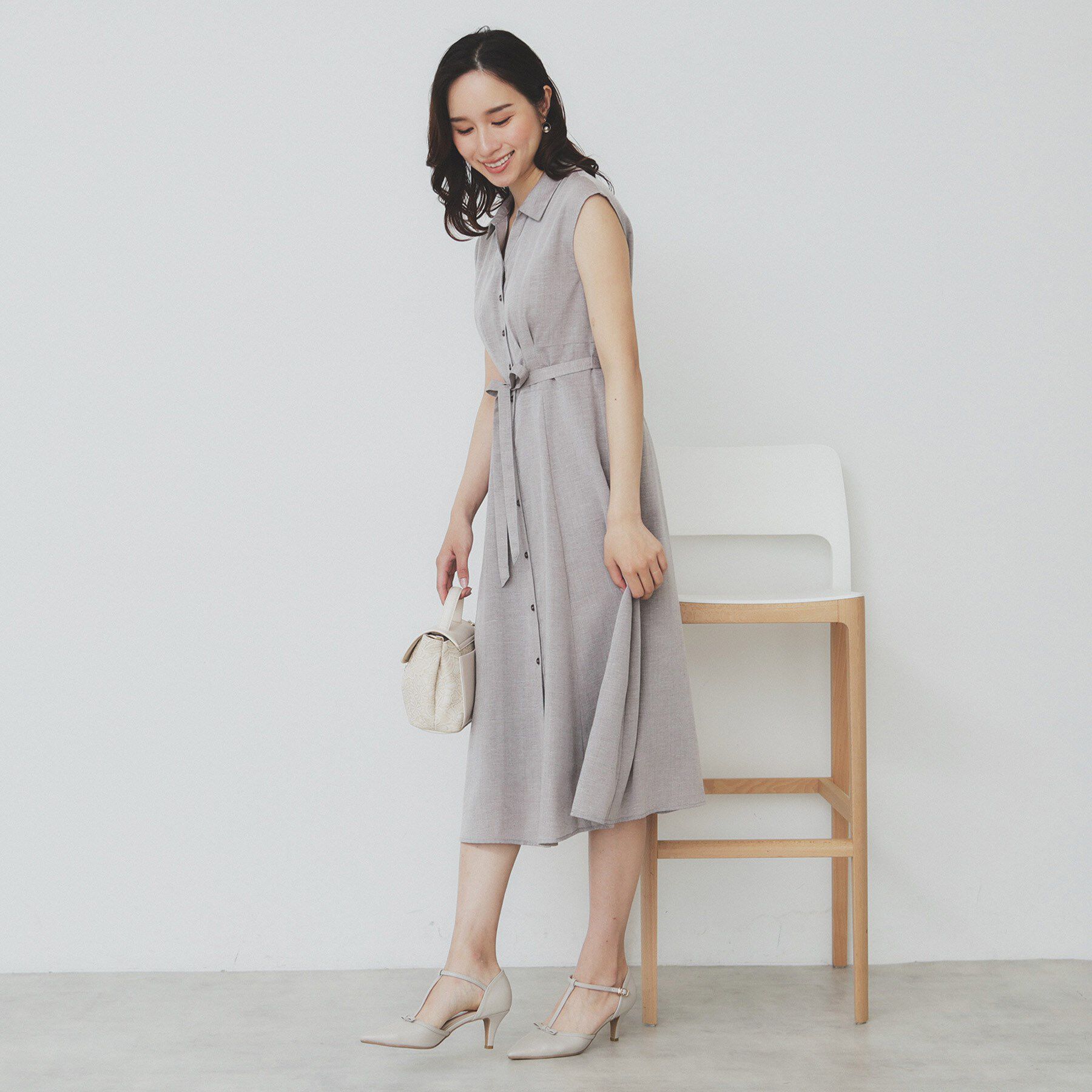 index「リネンライクシャツワンピース【洗濯機洗い可】」|ワンピース|