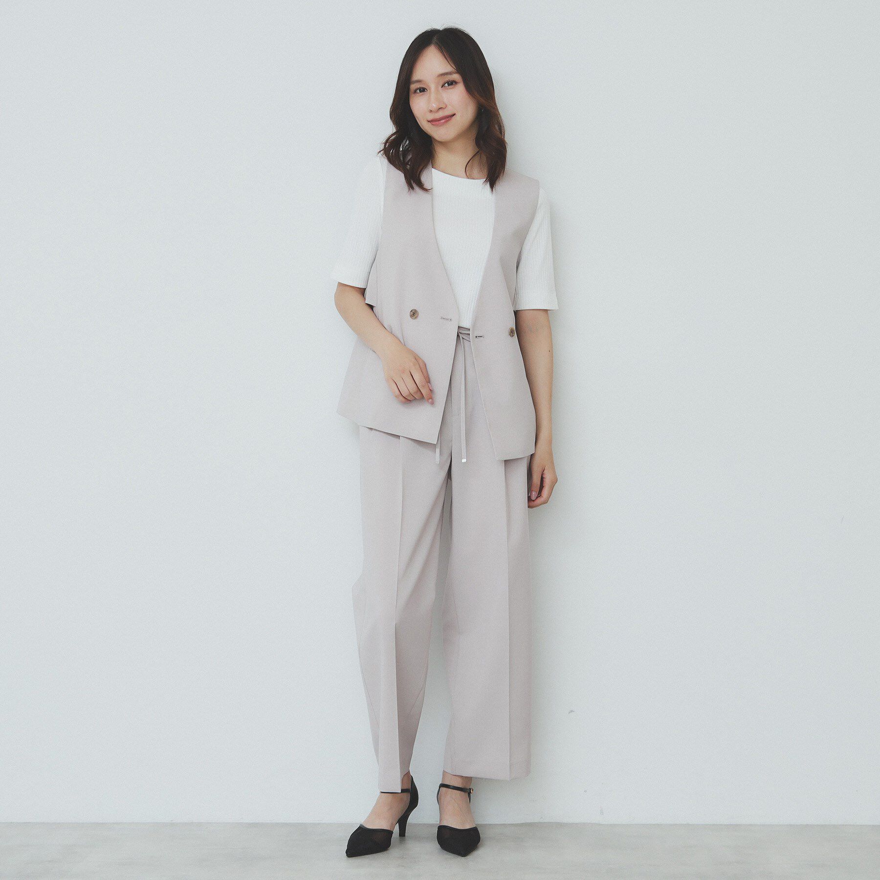 index「バックフリルデザインジレ/セットアップ可【洗濯機洗い可/接触冷感/吸水速乾/ストレッチ】」|ベスト・ジレ|