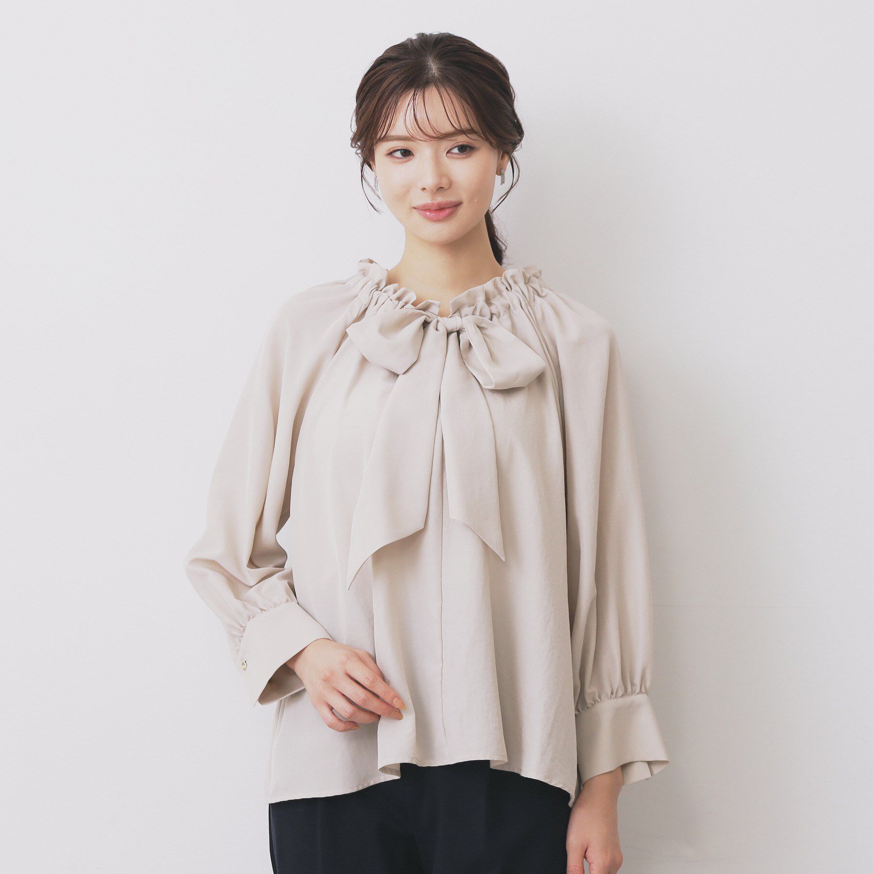 index「ボウタイフリルギャザーブラウス【洗濯機OK】」|シャツ・ブラウス|