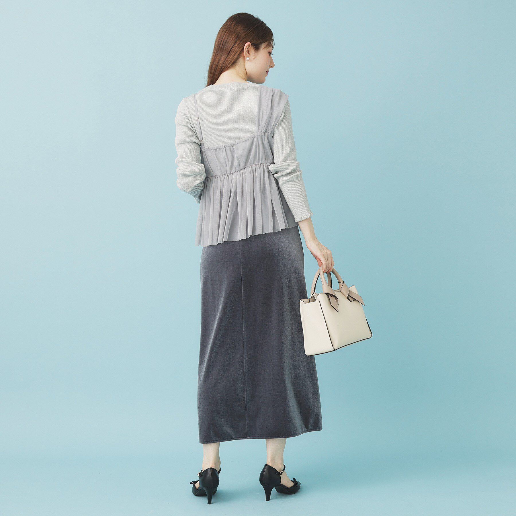 index「《ツインセット》チュールキャミ&times;ラメリブニット【洗濯機OK】」|ニット・セーター|