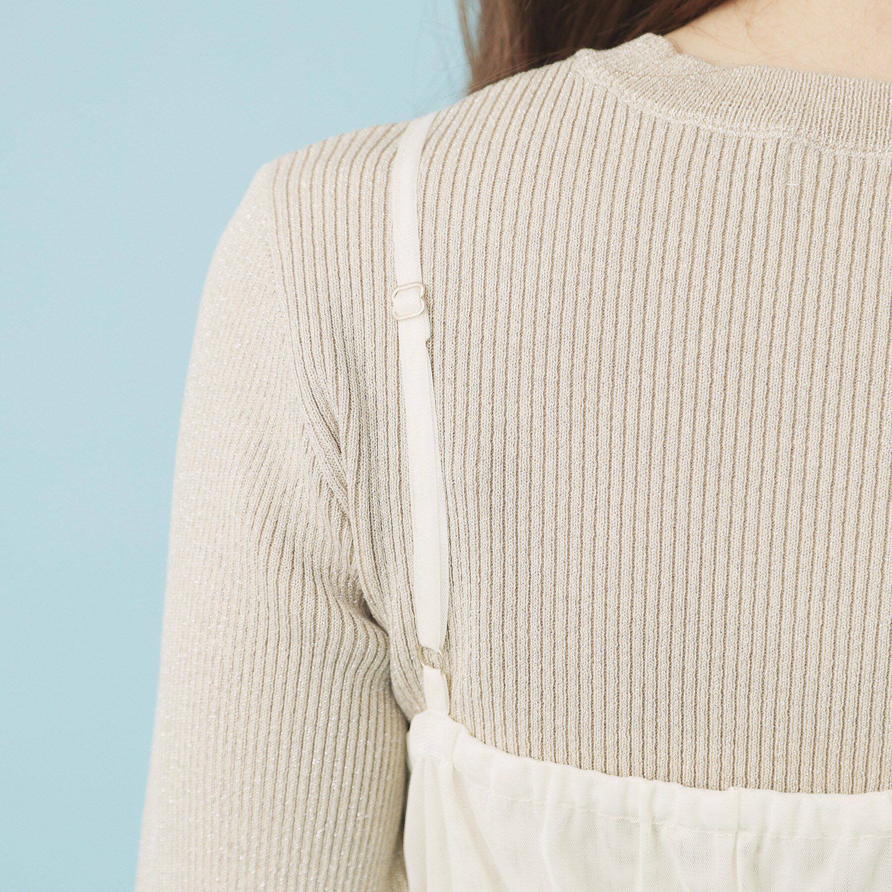 index「《ツインセット》チュールキャミ&times;ラメリブニット【洗濯機OK】」|ニット・セーター|