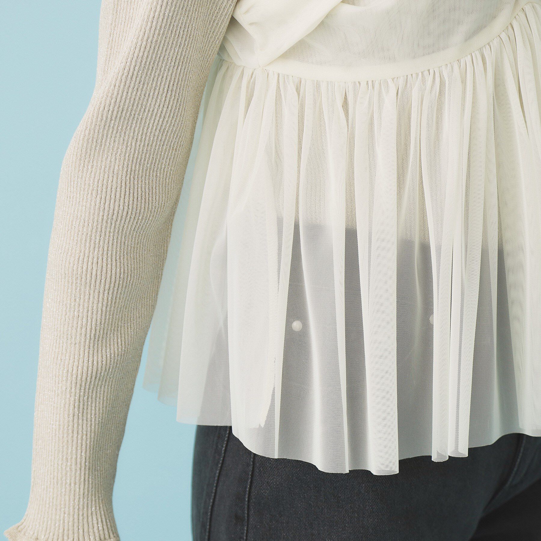 index「《ツインセット》チュールキャミ&times;ラメリブニット【洗濯機OK】」|ニット・セーター|