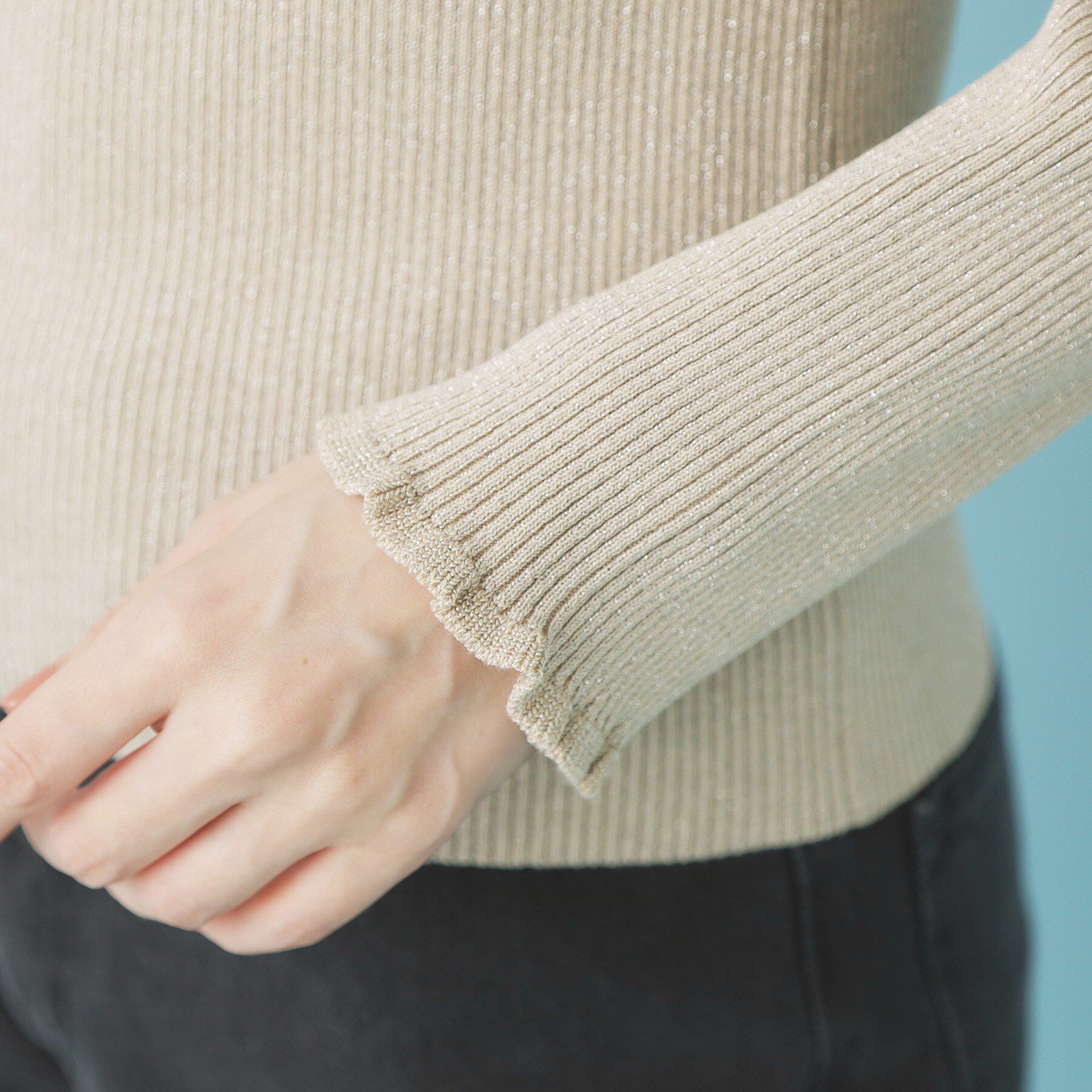 index「《ツインセット》チュールキャミ&times;ラメリブニット【洗濯機OK】」|ニット・セーター|