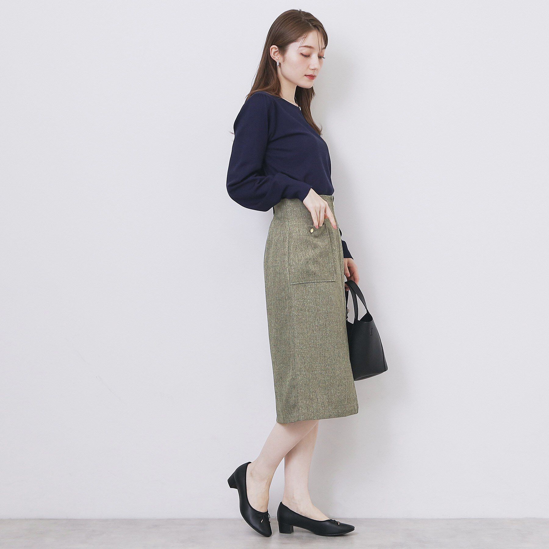 index「ツイード調フロントジップタイトスカート【洗濯機OK/防シワ】」|スカート|