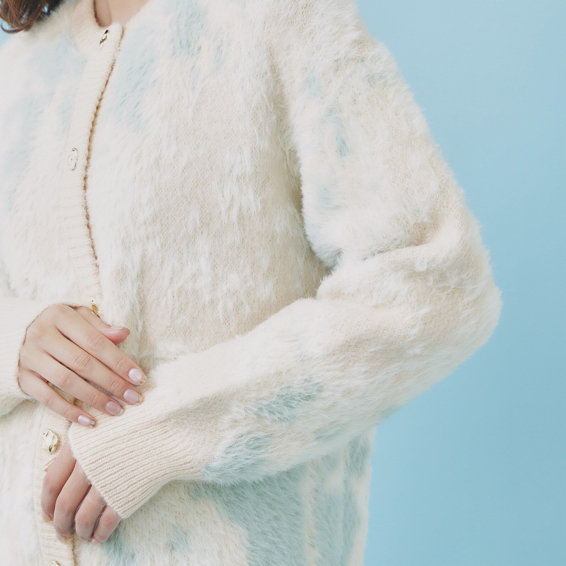 index「フェザー幾何ジャカードクルーミドルカーディガン【洗濯機OK】」|カーディガン|