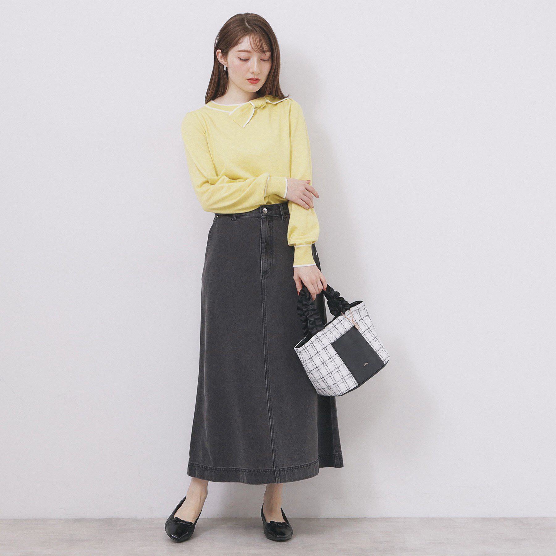 index「サイドリボンバイカラーニット【洗濯機OK】」|ニット・セーター|