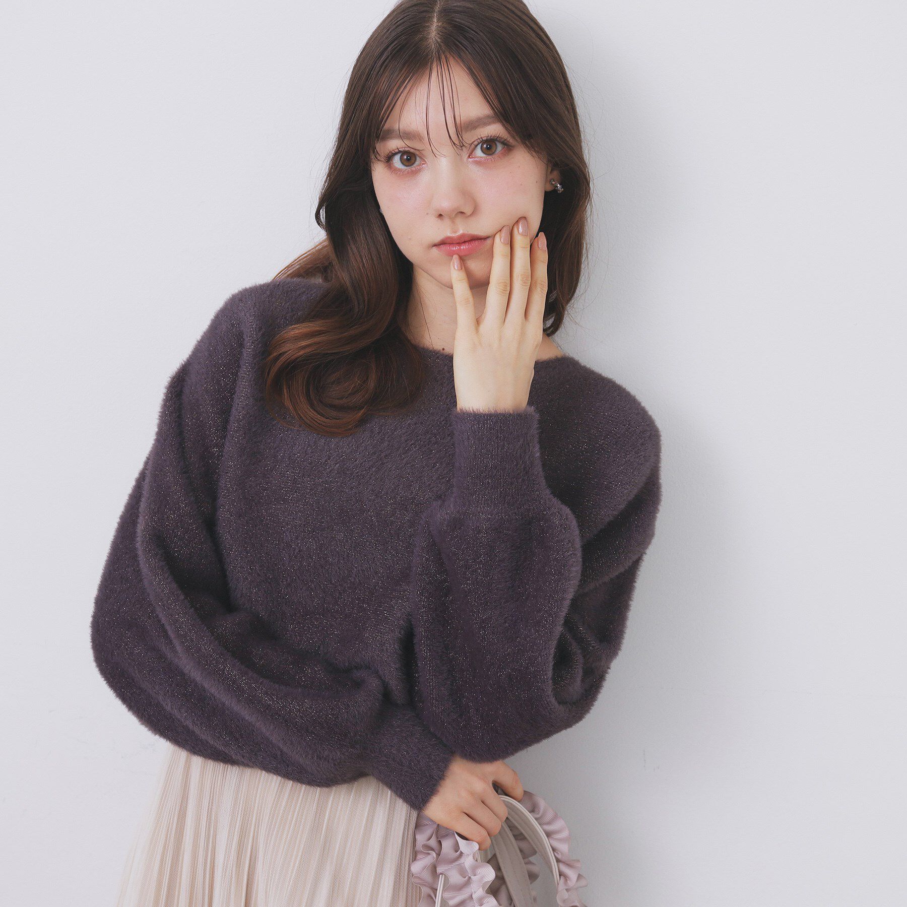 index「ラメフェザープルオーバーセット ニットワンピース【洗濯機OK】《XS～LL》」|スーツ|