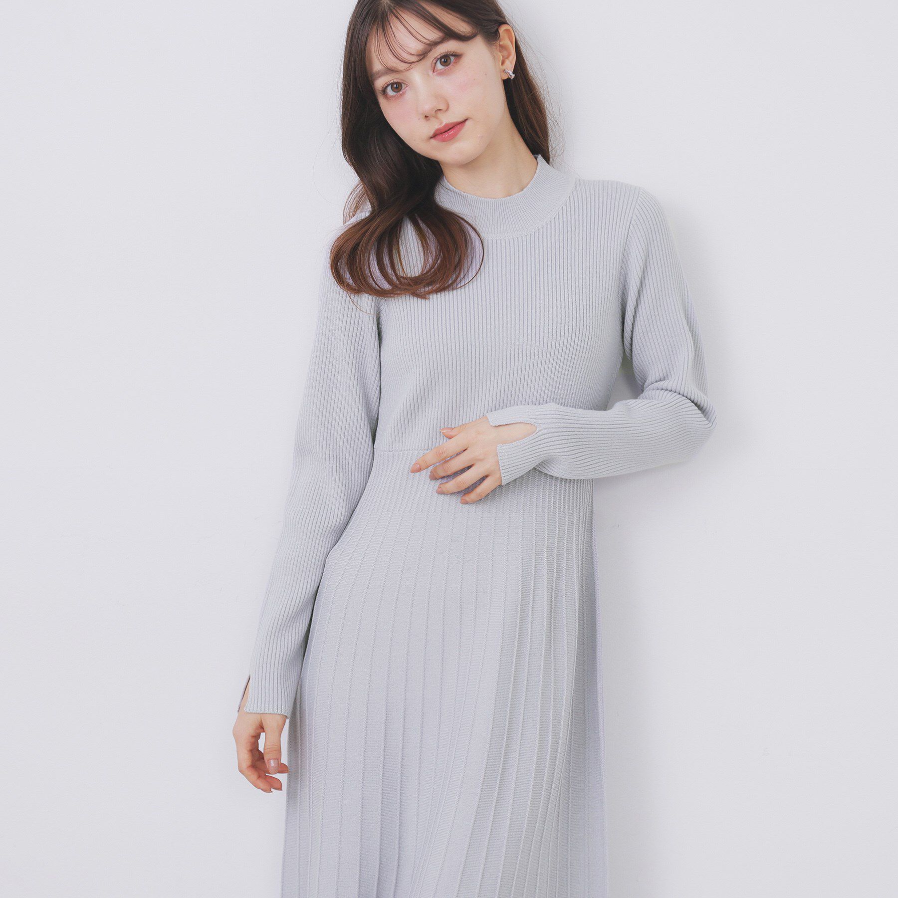 index「ラメフェザープルオーバーセット ニットワンピース【洗濯機OK】《XS～LL》」|スーツ|
