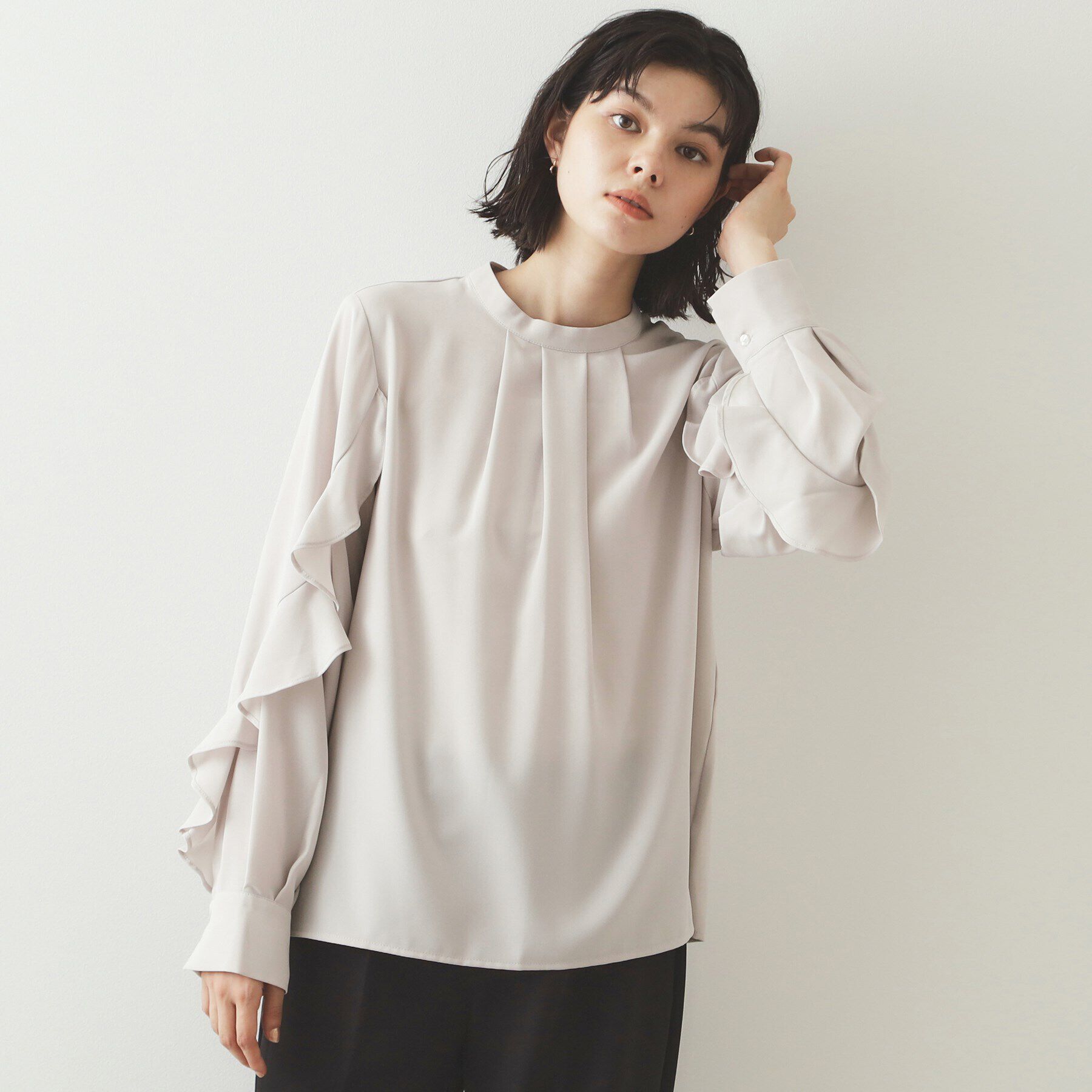 OPAQUE.CLIP「フリルスリーブブラウス【洗濯機洗い可】」|シャツ・ブラウス|