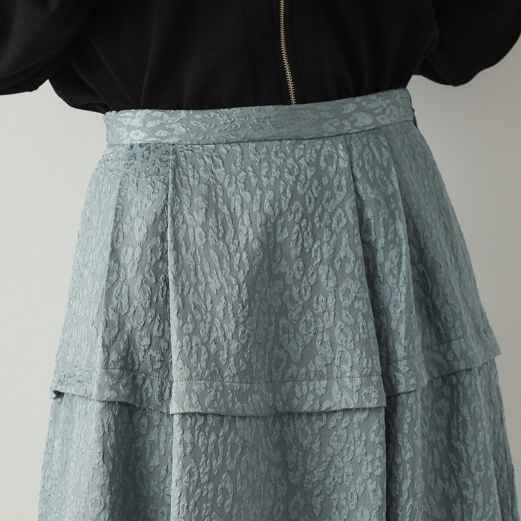 OPAQUE.CLIP「《美人百花掲載》レオパードジャカード フレアスカート【洗濯機洗い可】」|スカート|