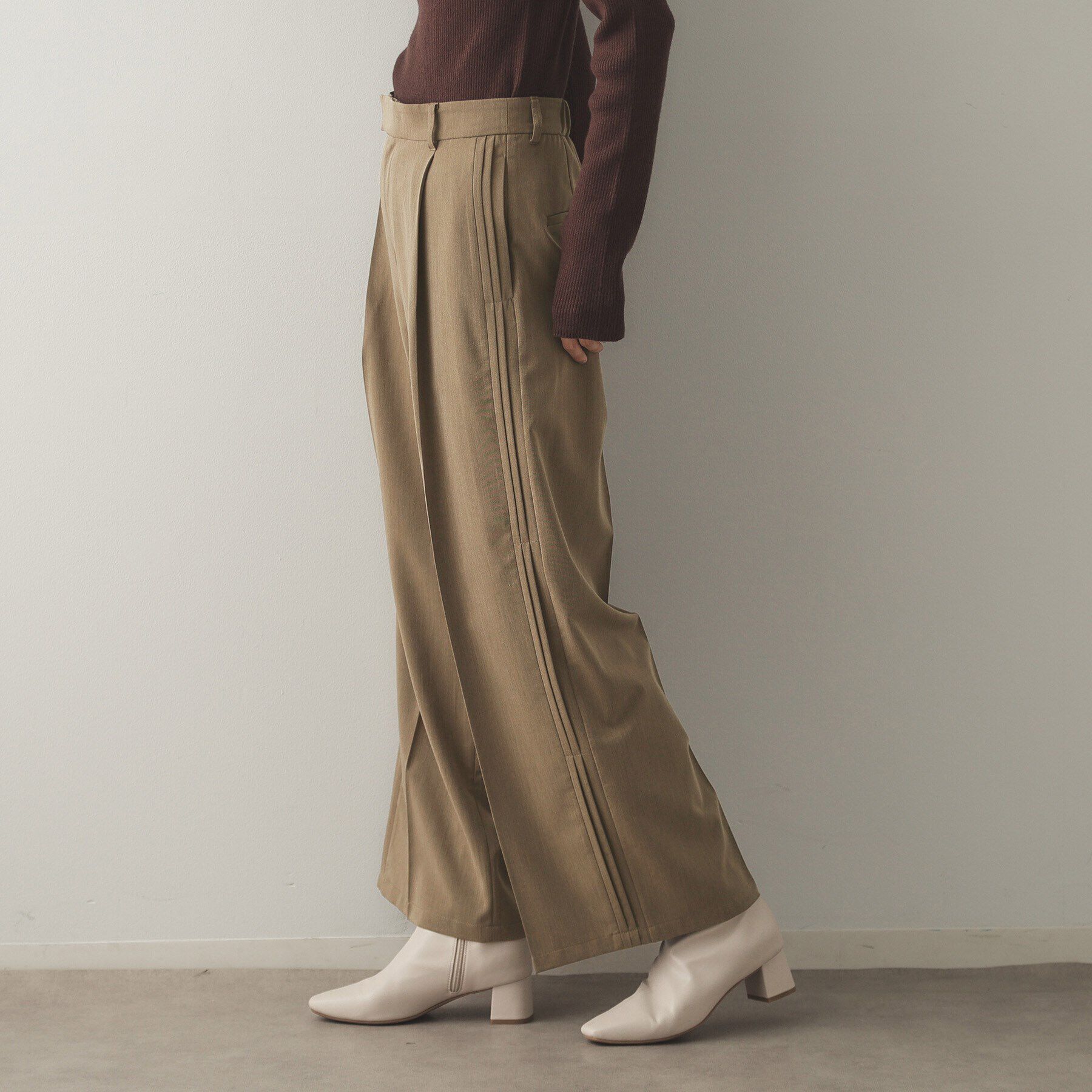 OPAQUE.CLIP「サイドタックワイドパンツ【洗濯機洗い可】」|その他|モカブラウン(042