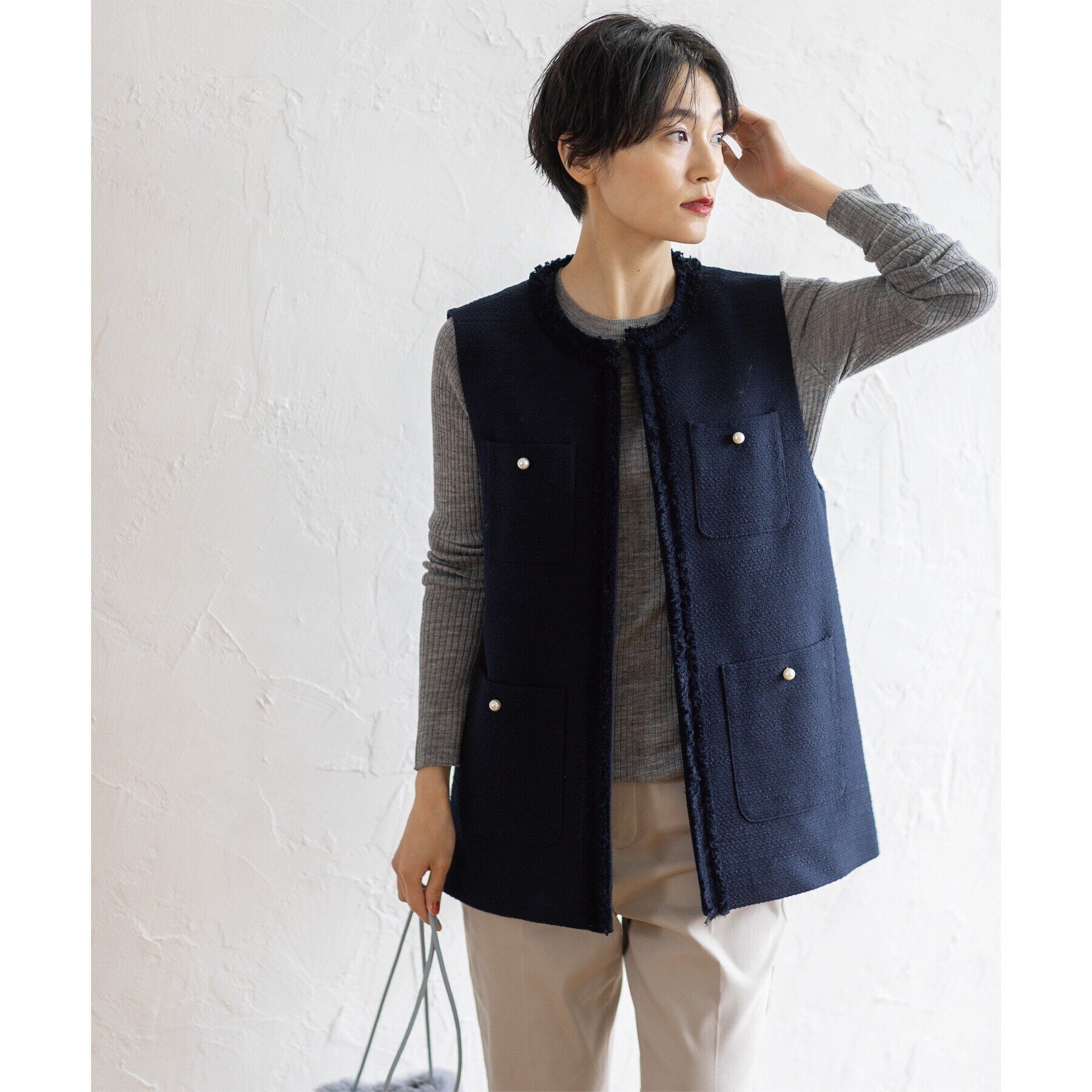 OPAQUE.CLIP「《通勤・セレモニー対応》コットンツイードジレ」|ベスト・ジレ|