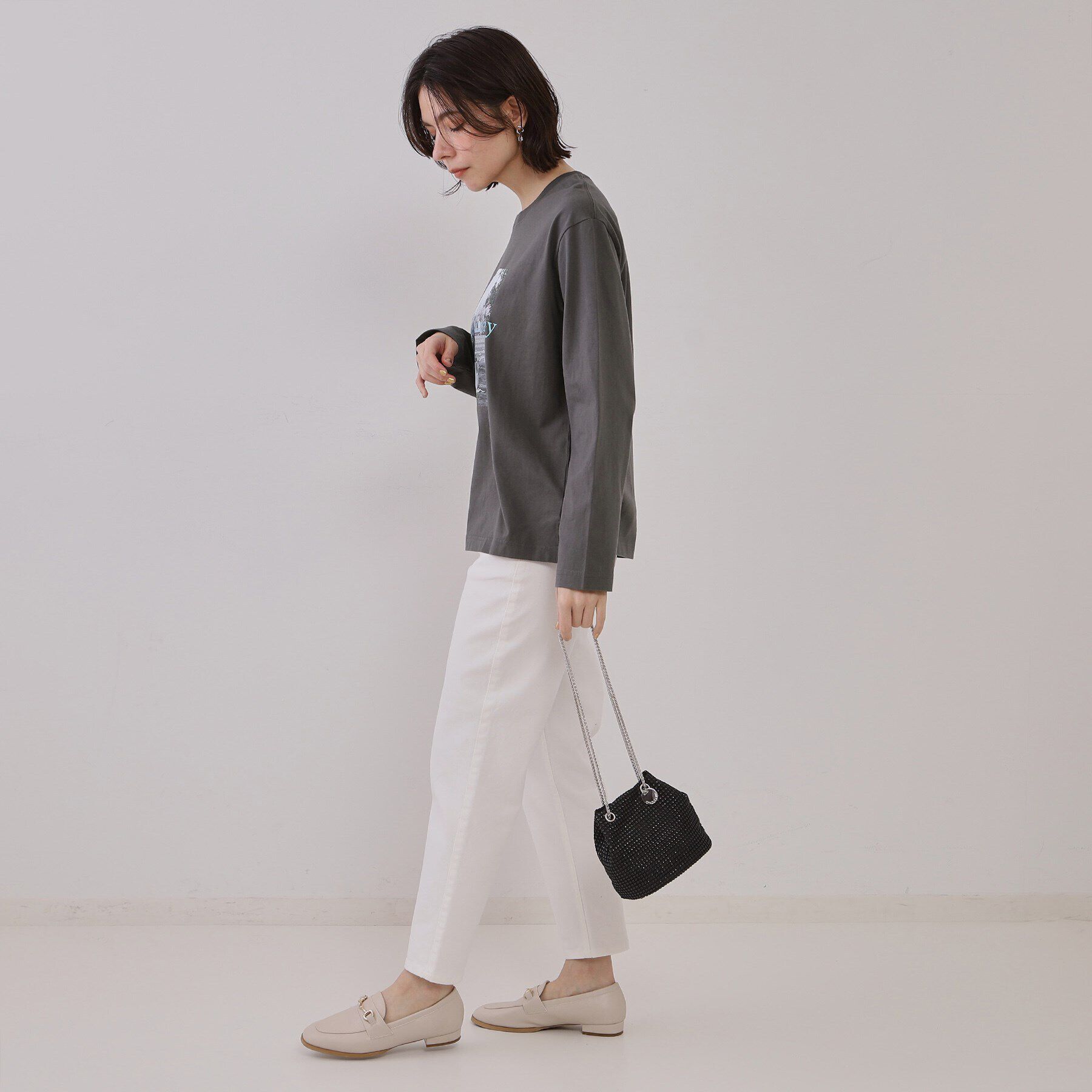 OPAQUE.CLIP「フォトプリントロングTシャツ【洗濯機洗い可】」|Tシャツ・カットソー|