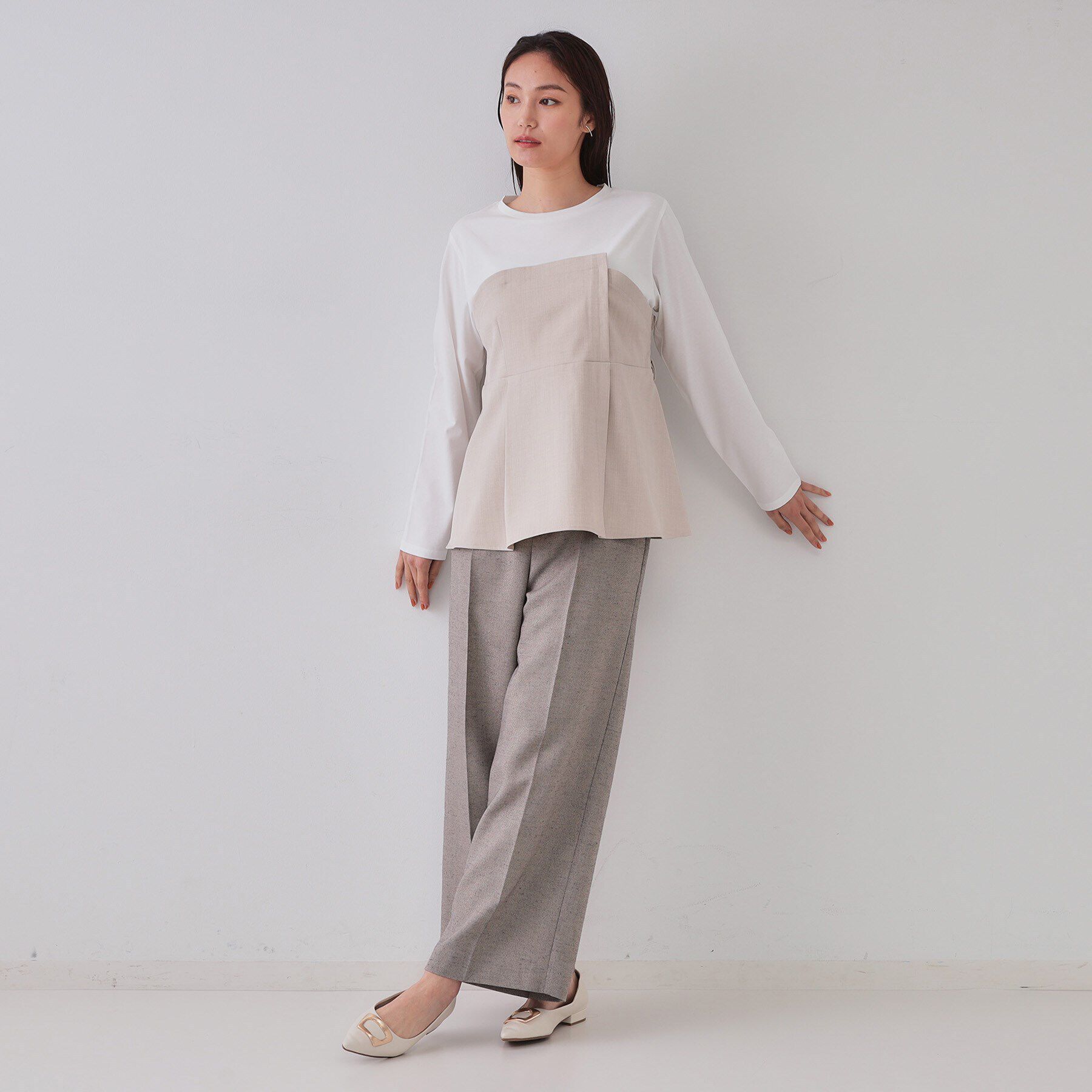 OPAQUE.CLIP「ベルト付ビスチェドッキングカットソー【洗濯機洗い可】」|Tシャツ・カットソー|