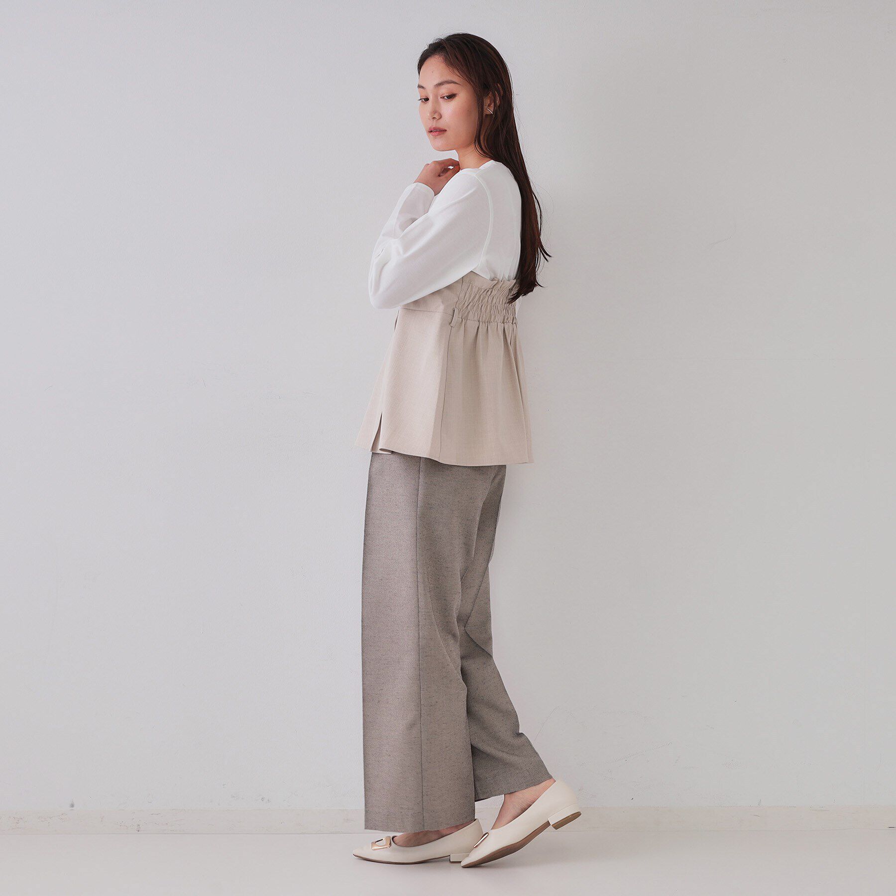 OPAQUE.CLIP「ベルト付ビスチェドッキングカットソー【洗濯機洗い可】」|Tシャツ・カットソー|