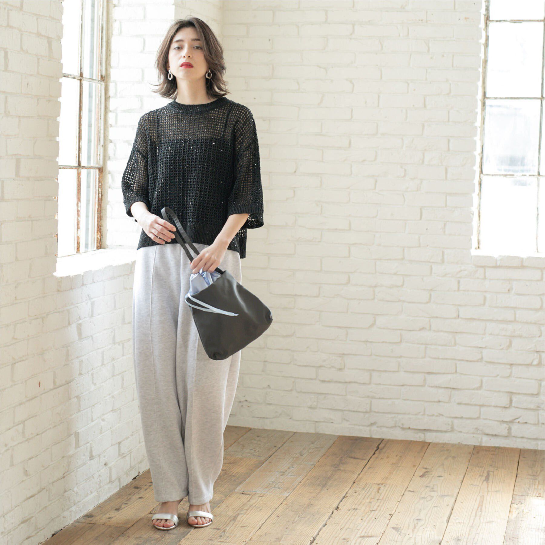 OPAQUE.CLIP「スパンコールメッシュニット」|ニット・セーター|