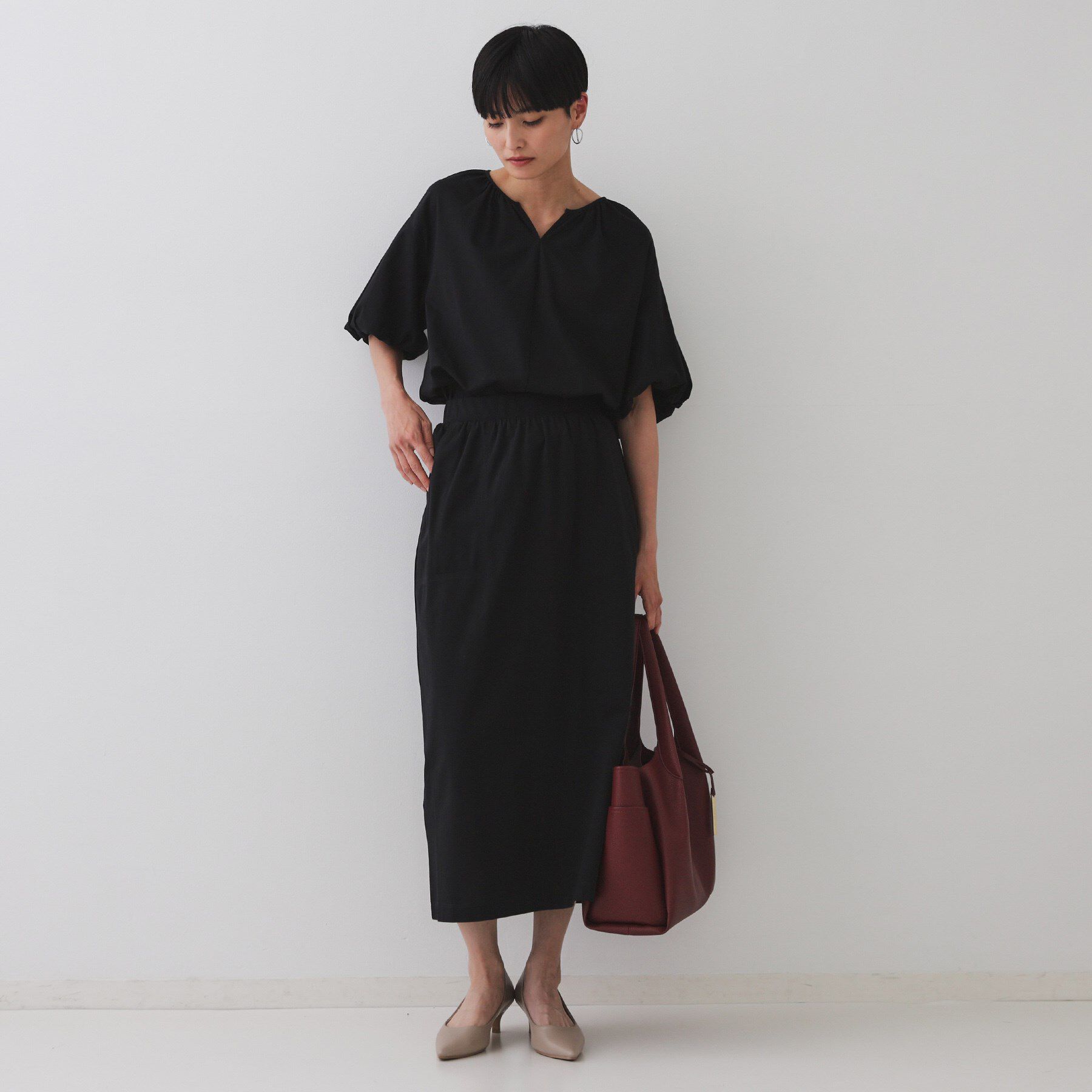 OPAQUE.CLIP「バルーンスリーブトップス/セットアップ対応【UVケア/接触冷感/洗濯機洗い可】」|Tシャツ・カットソー|