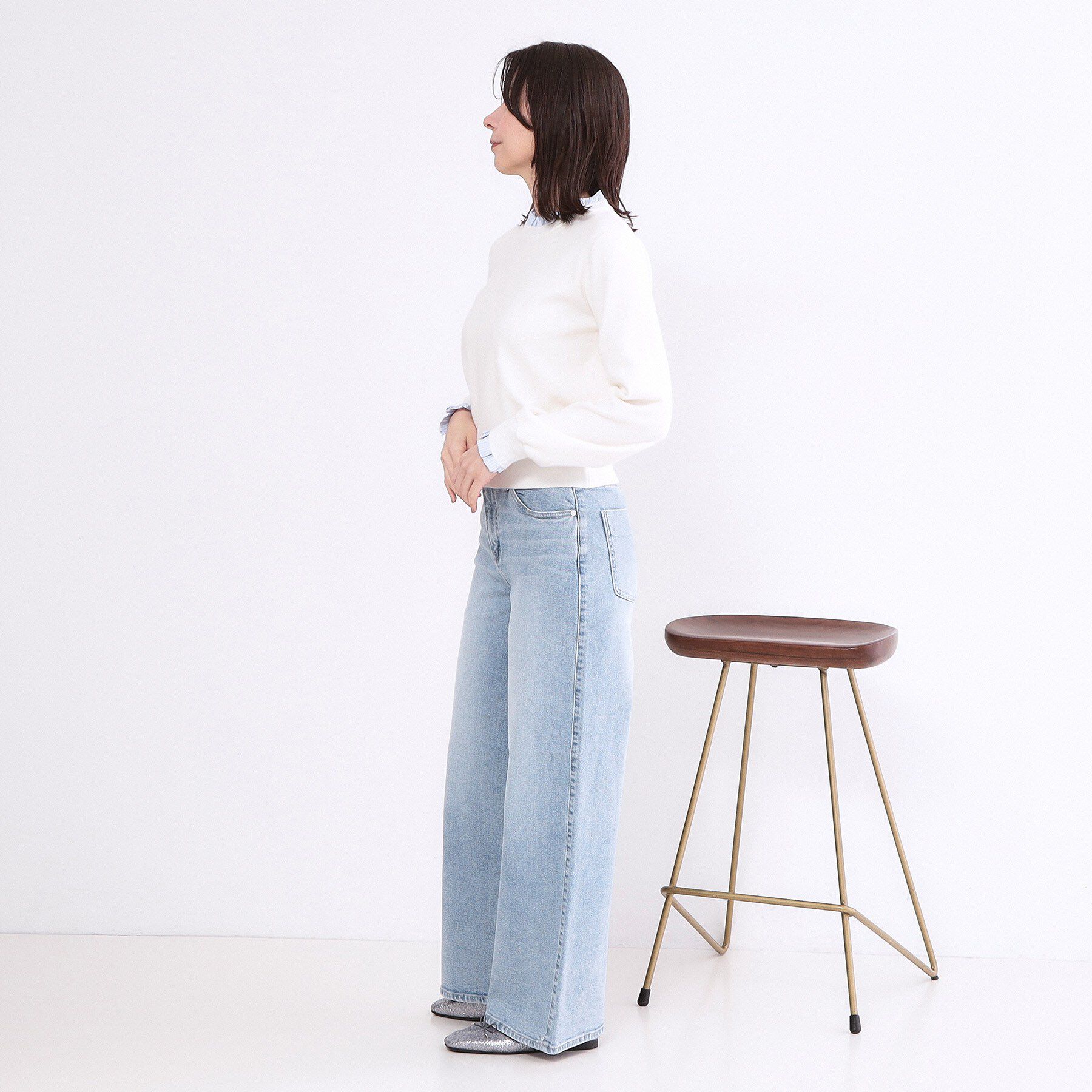 OPAQUE.CLIP「ストレッチバギーデニム【洗濯機洗い可】《SS～LL》」|デニム|