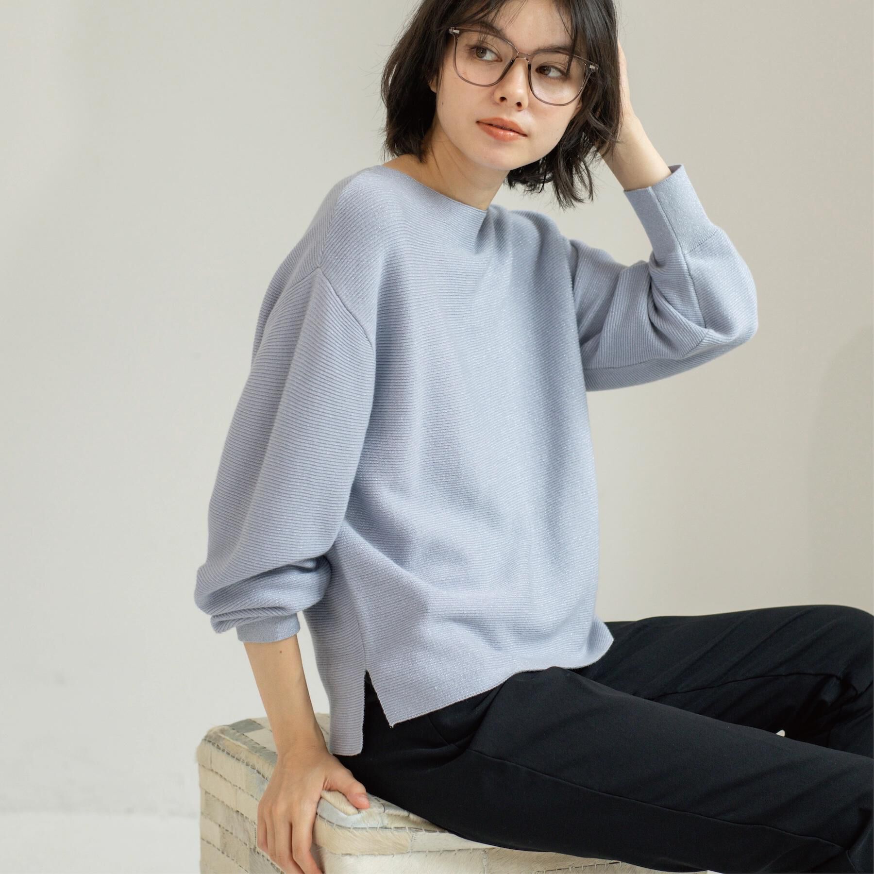 OPAQUE.CLIP「ラメガーターボートネックニット【洗濯機OK】」|ニット・セーター|