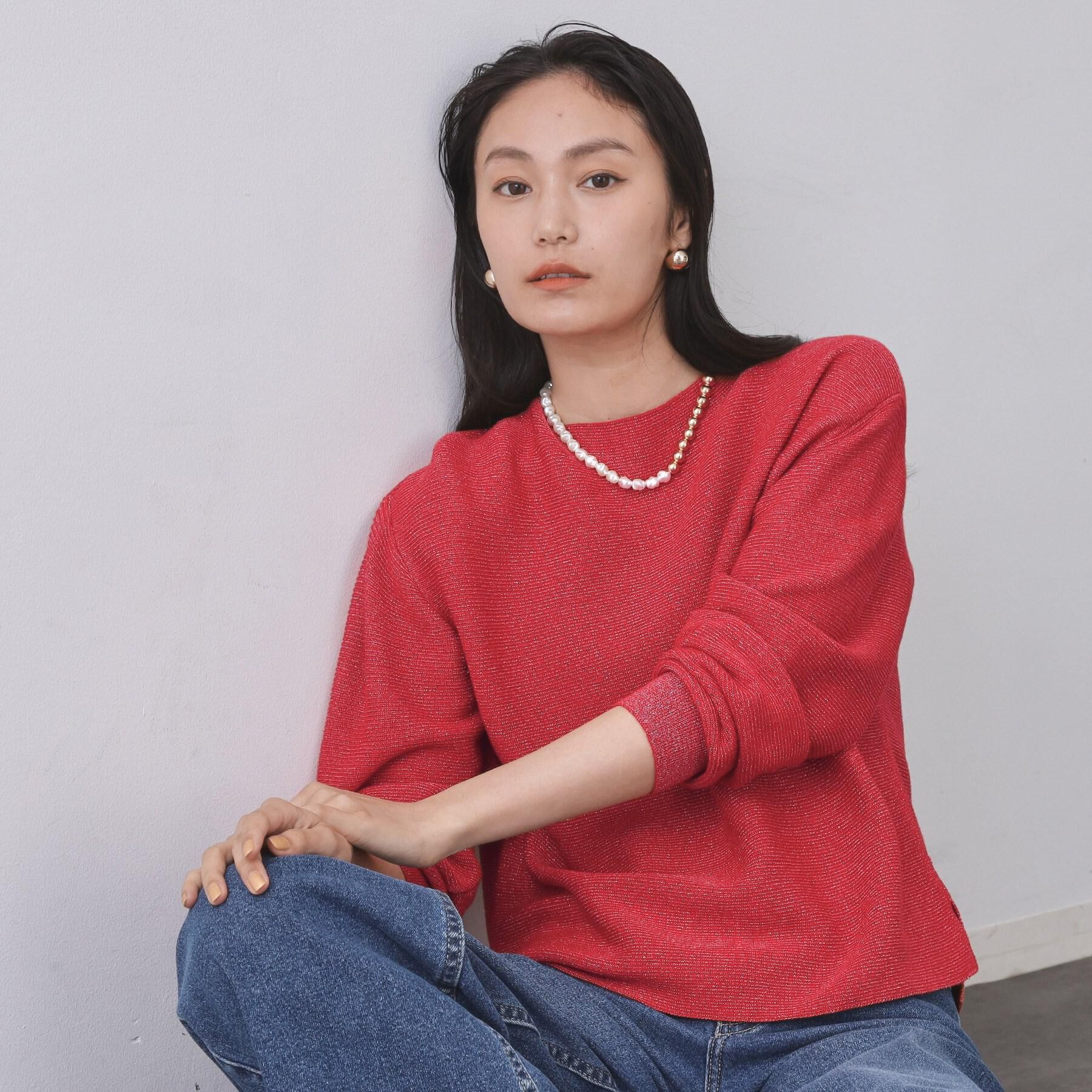 OPAQUE.CLIP「ラメガーターボートネックニット【洗濯機OK】」|ニット・セーター|