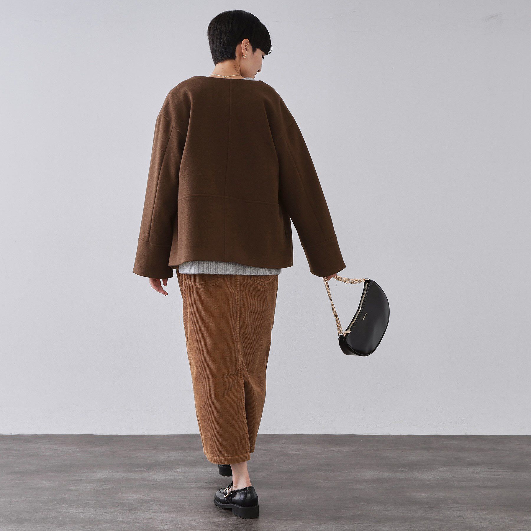 OPAQUE.CLIP「ウールライクメルトン ノーカラーコート【洗濯機OK】」|ノーカラーコート|