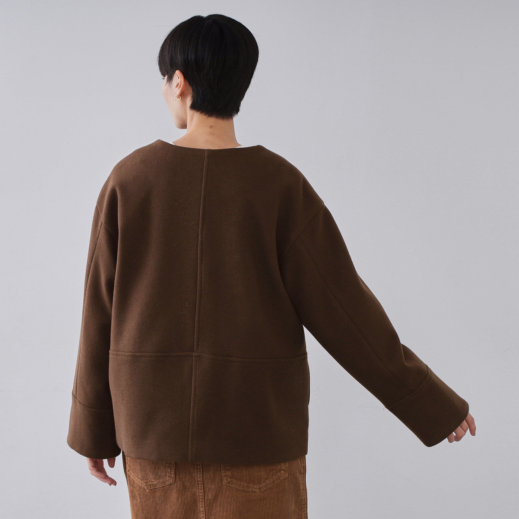 OPAQUE.CLIP「ウールライクメルトン ノーカラーコート【洗濯機OK】」|ノーカラーコート|