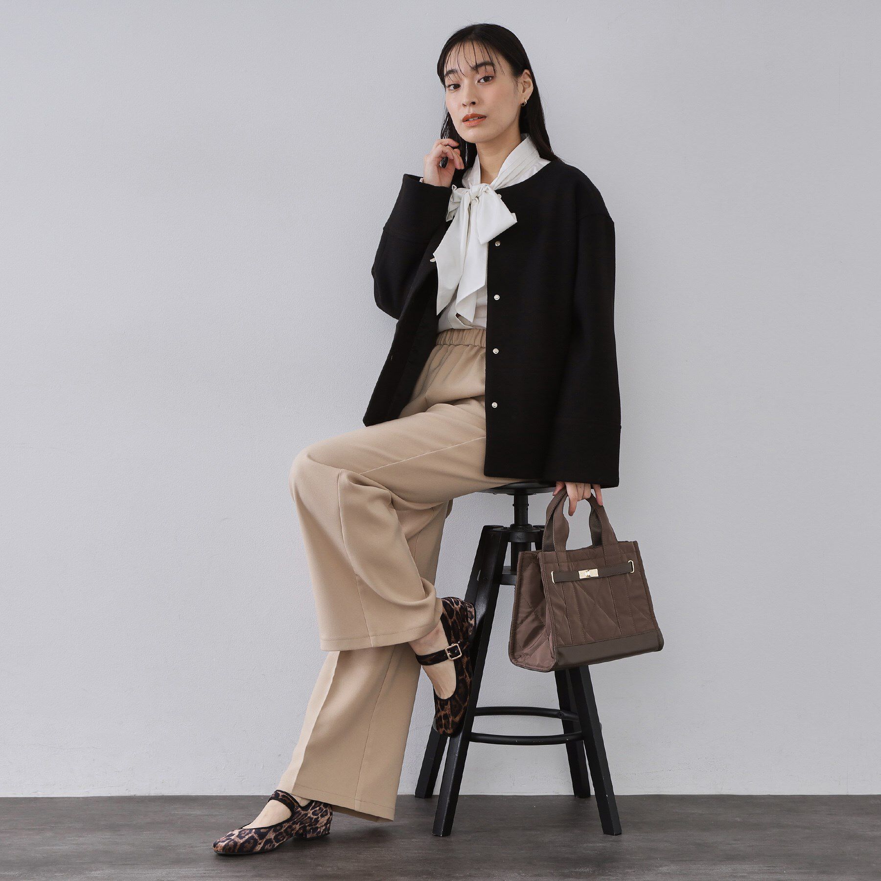 OPAQUE.CLIP「ウールライクメルトン ノーカラーコート【洗濯機OK】」|ノーカラーコート|