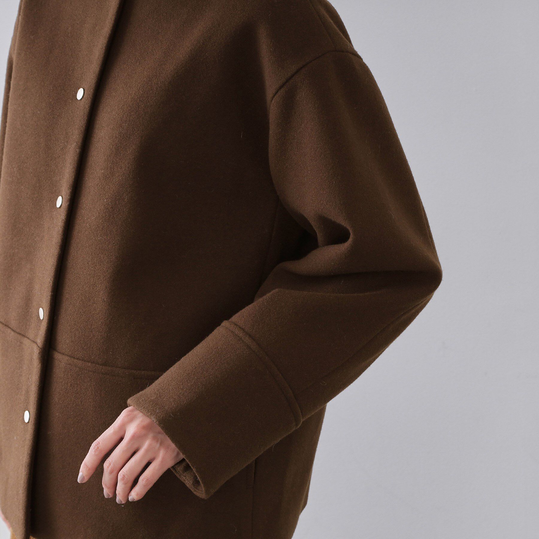 OPAQUE.CLIP「ウールライクメルトン ノーカラーコート【洗濯機OK】」|ノーカラーコート|