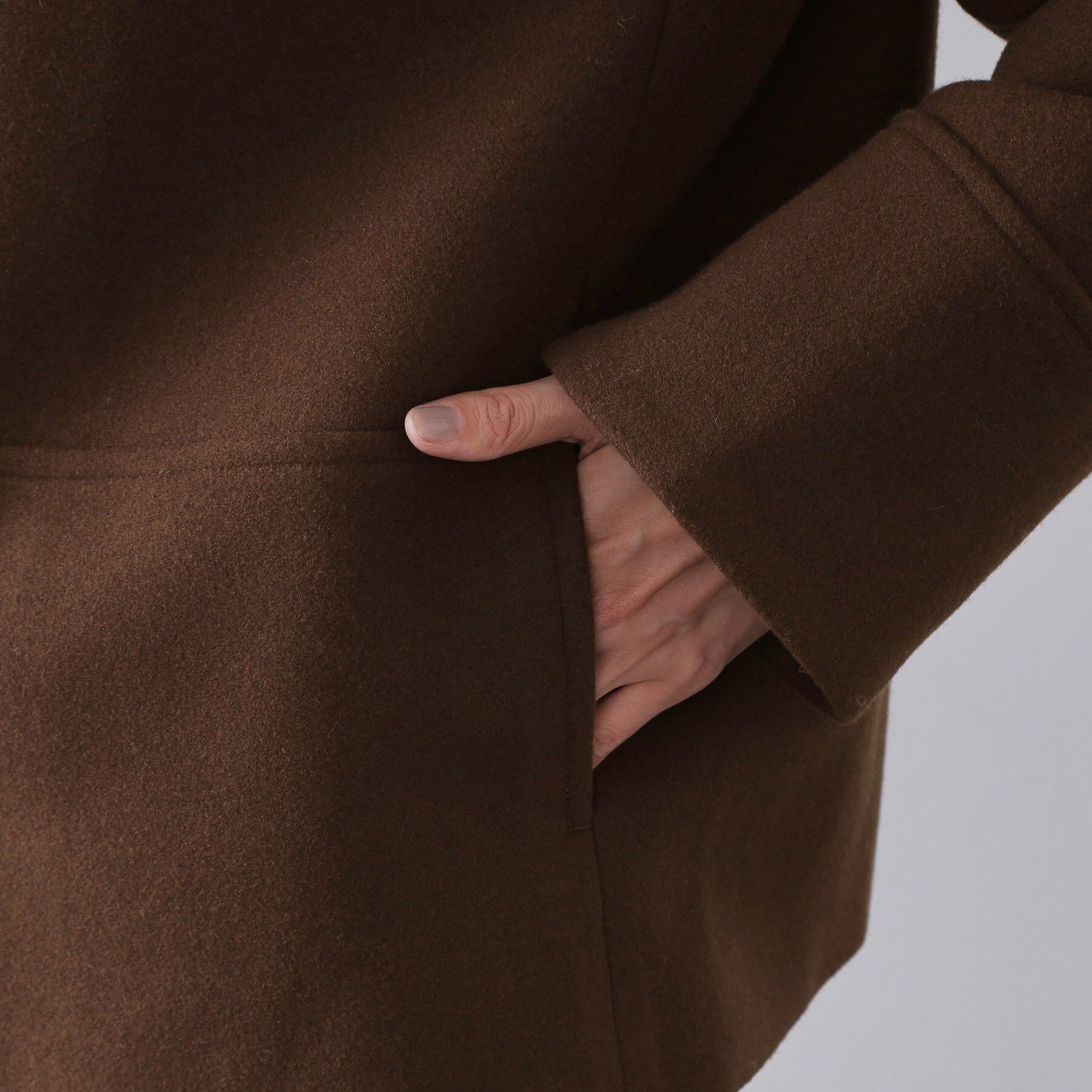 OPAQUE.CLIP「ウールライクメルトン ノーカラーコート【洗濯機OK】」|ノーカラーコート|