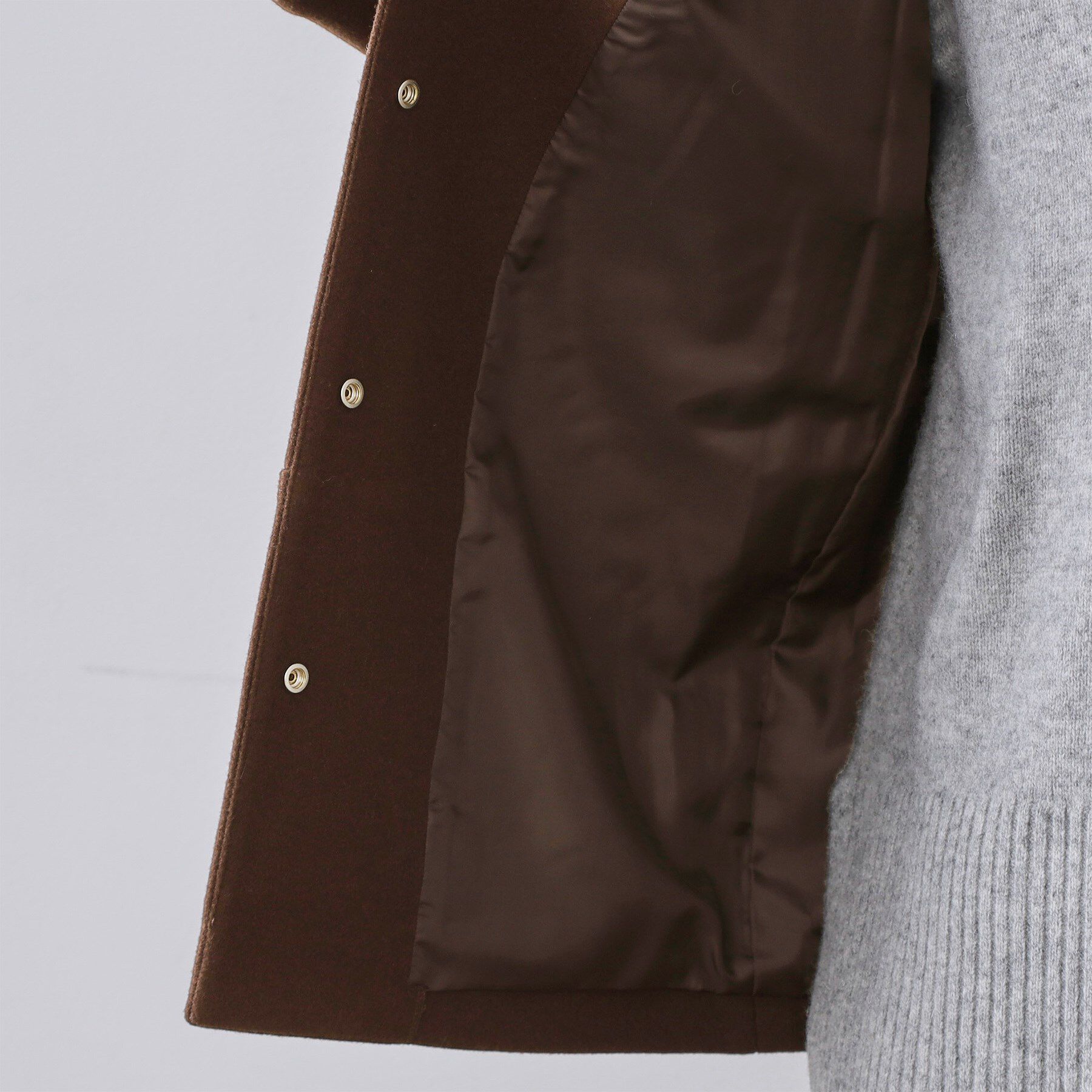 OPAQUE.CLIP「ウールライクメルトン ノーカラーコート【洗濯機OK】」|ノーカラーコート|