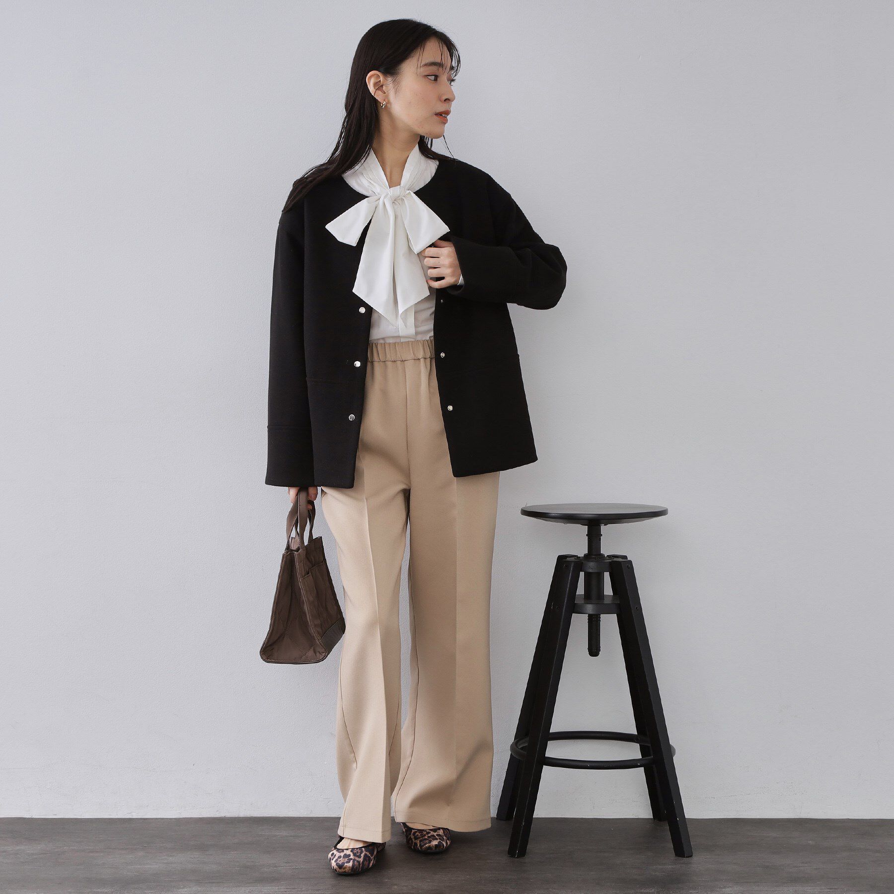 OPAQUE.CLIP「ウールライクメルトン ノーカラーコート【洗濯機OK】」|ノーカラーコート|