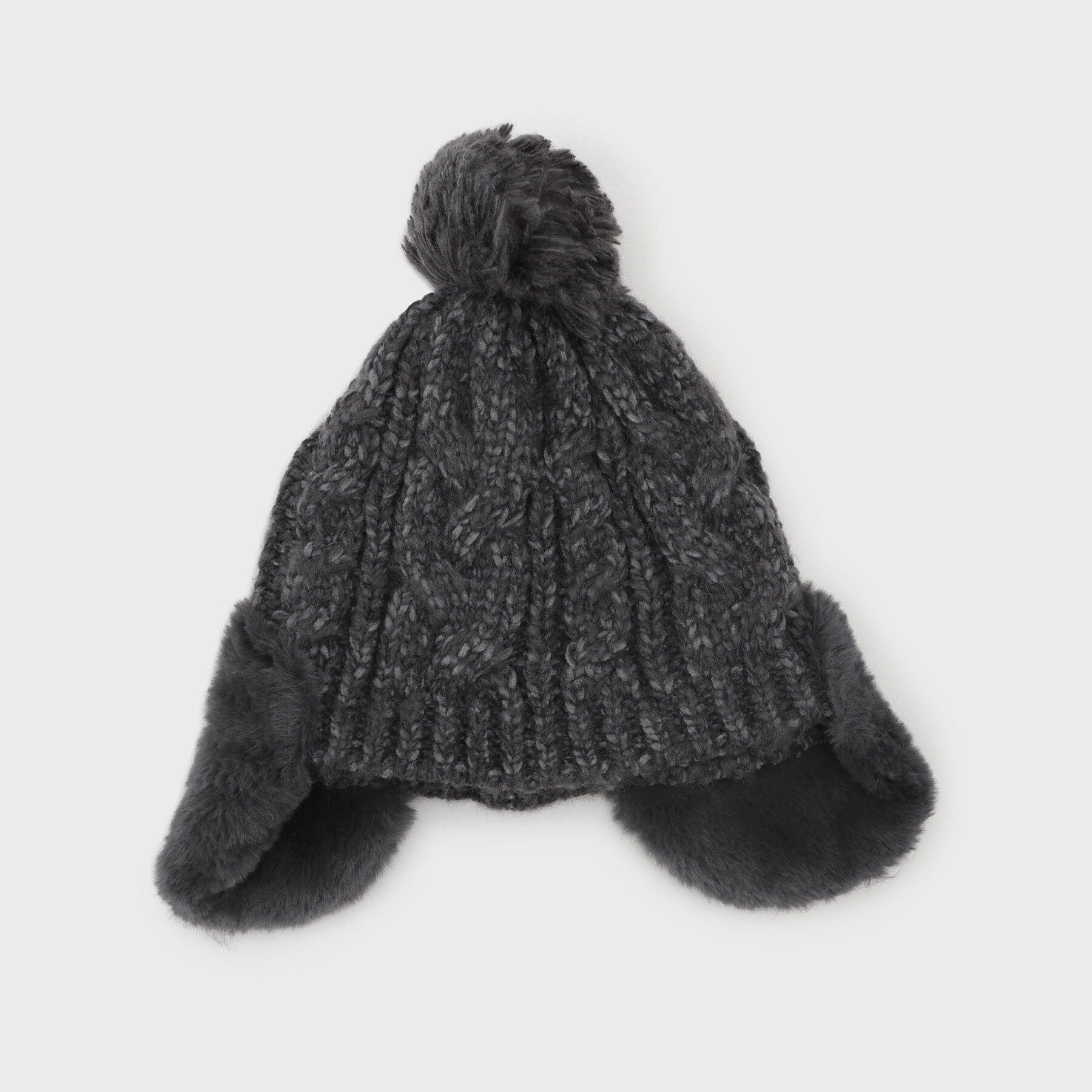 OPAQUE.CLIP「ファー耳当てケーブルワッチ」|ニット帽|チャコールグレー(0