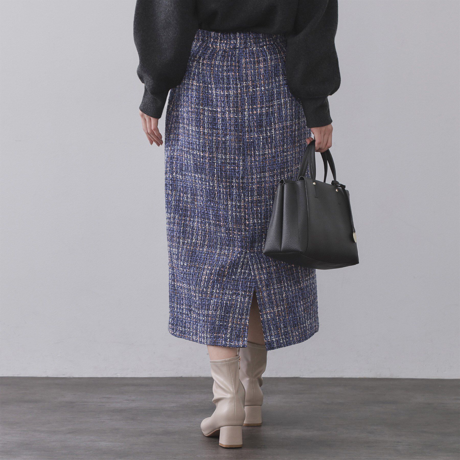 OPAQUE.CLIP「ファンシーツイードナロースカート【洗濯機OK】」|スカート|