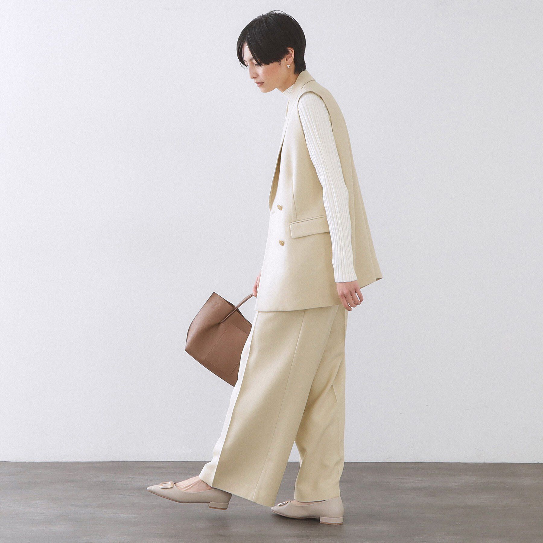 OPAQUE.CLIP「金ボタンダブルブレストテーラードジレ/セットアップ対応【洗える】《S～LL》」|ベスト・ジレ|