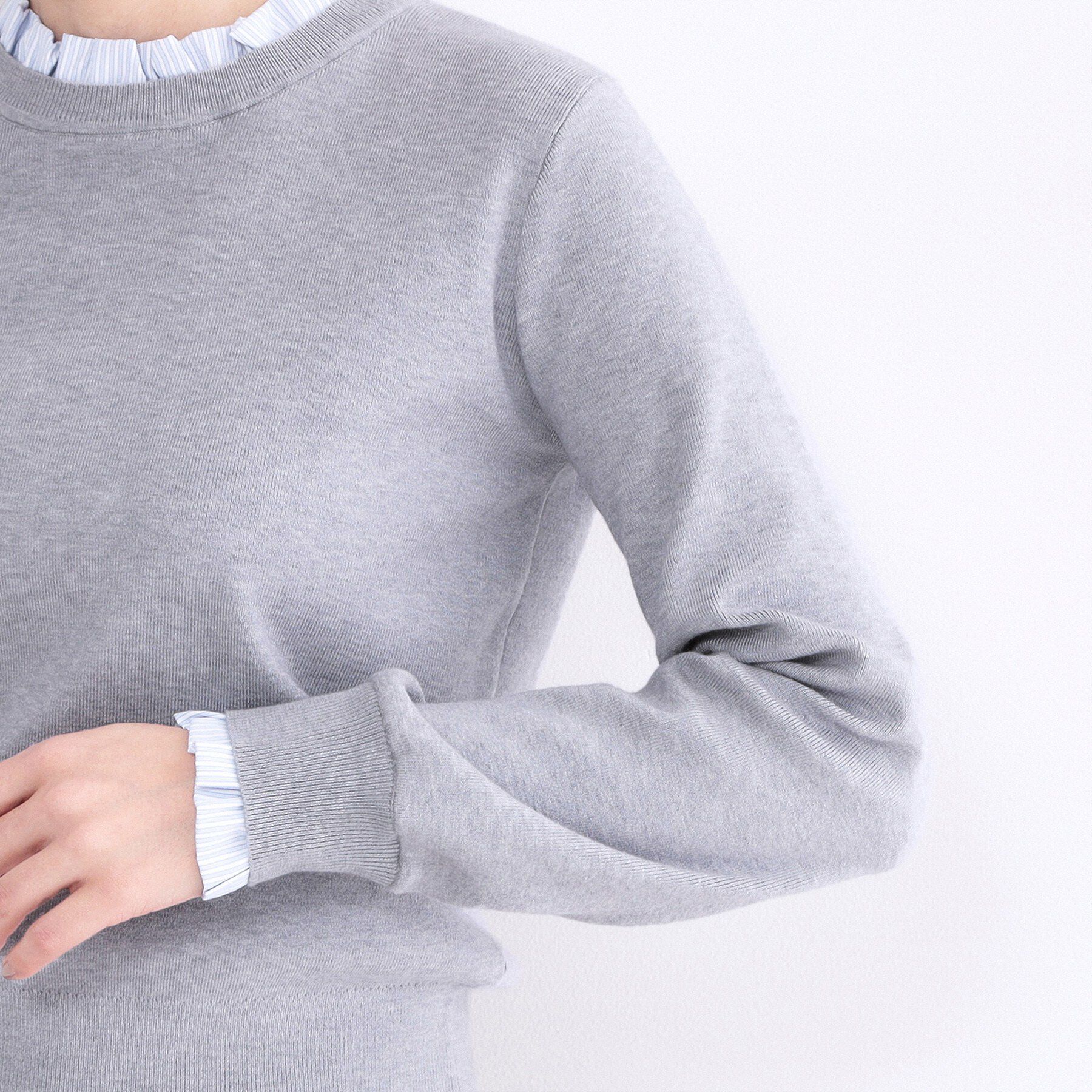 OPAQUE.CLIP「襟フリルドッキングニット【洗濯機OK】」|ニット・セーター|