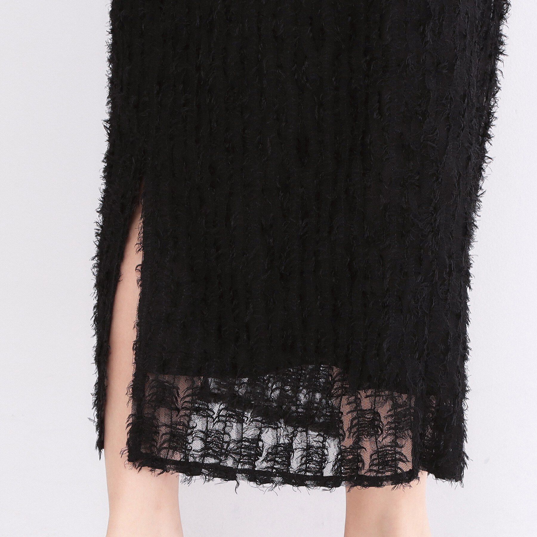 OPAQUE.CLIP「フリンジジャカードナロースカート【洗濯機OK】」|スカート|