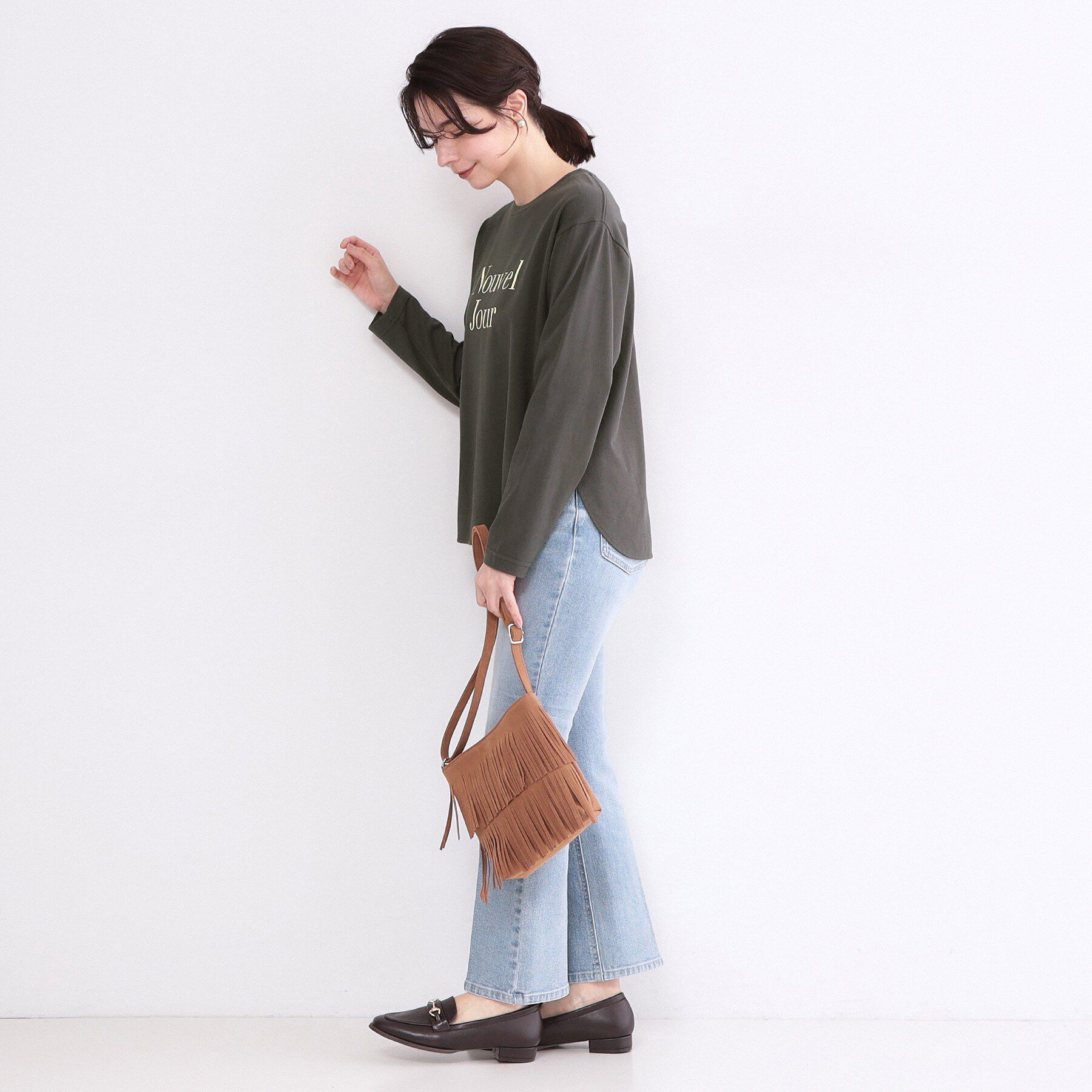 OPAQUE.CLIP「ロゴプリントロングTシャツ【洗濯機OK】」|Tシャツ・カットソー|