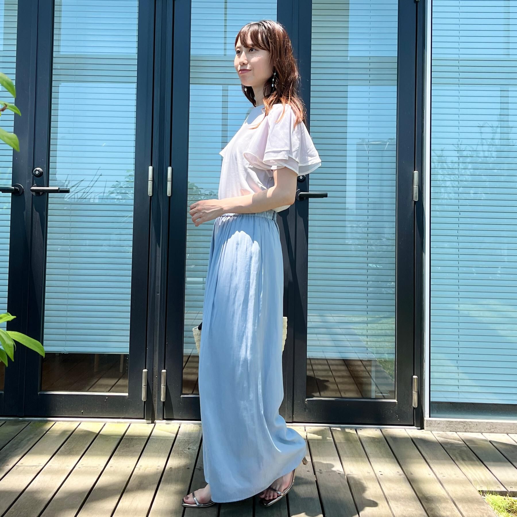 Couture broach「【マシンウォッシャブル・UVケア・接触冷感・二の腕カバー】配色フレアドッキングカットソー」|Tシャツ・カットソー|