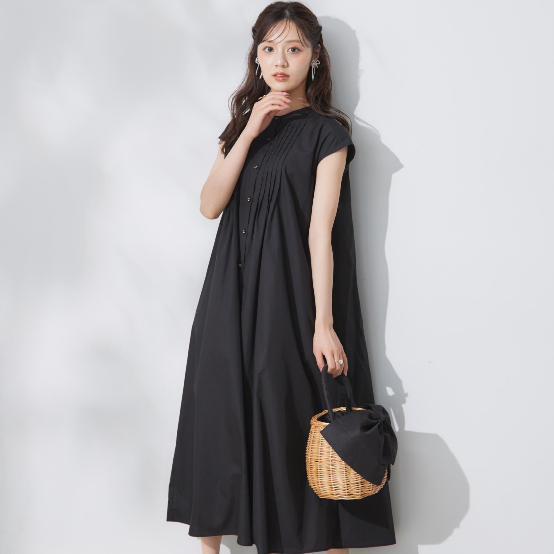 Couture broach「【Aライン・細見え】フロントタックシャツワンピース」|ワンピース|